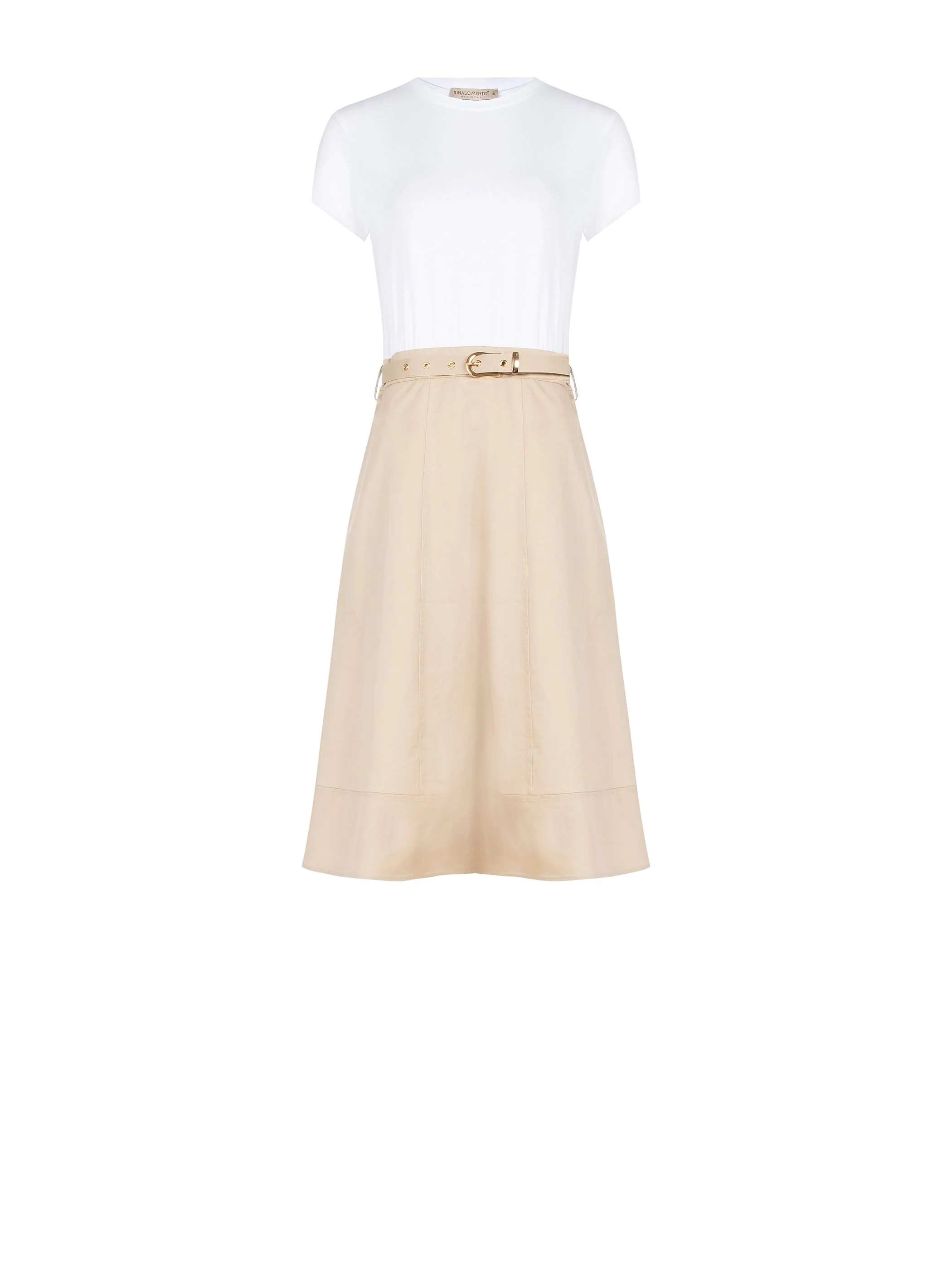 Abito beige scuro con corpetto a contrasto - Image 6