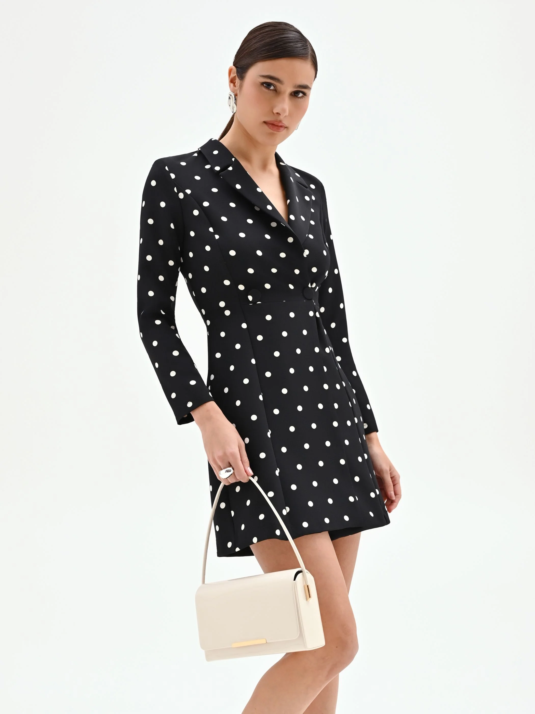 Abito blazer nero a pois - Image 5