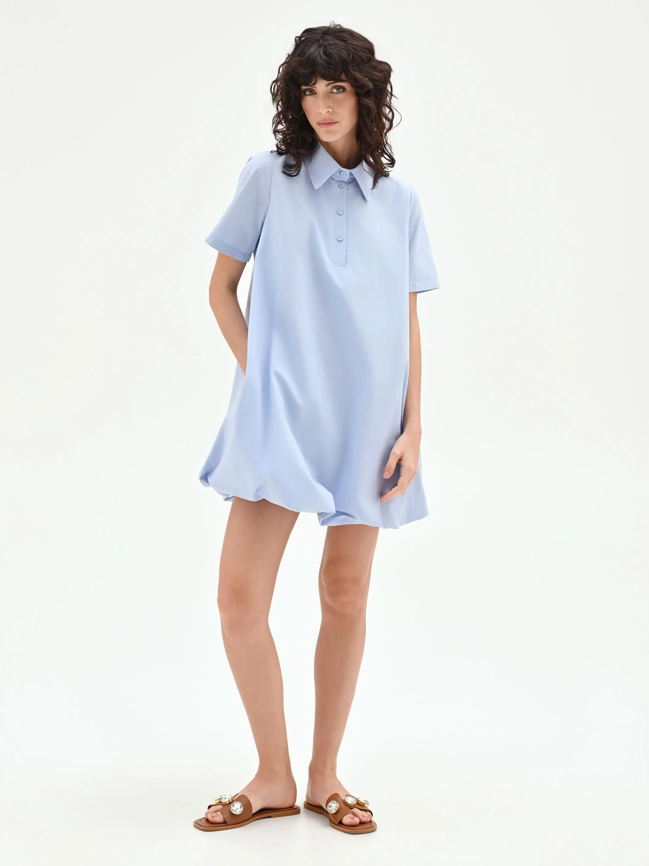 Abito camicia azzurro con orlo a palloncino - Image 4