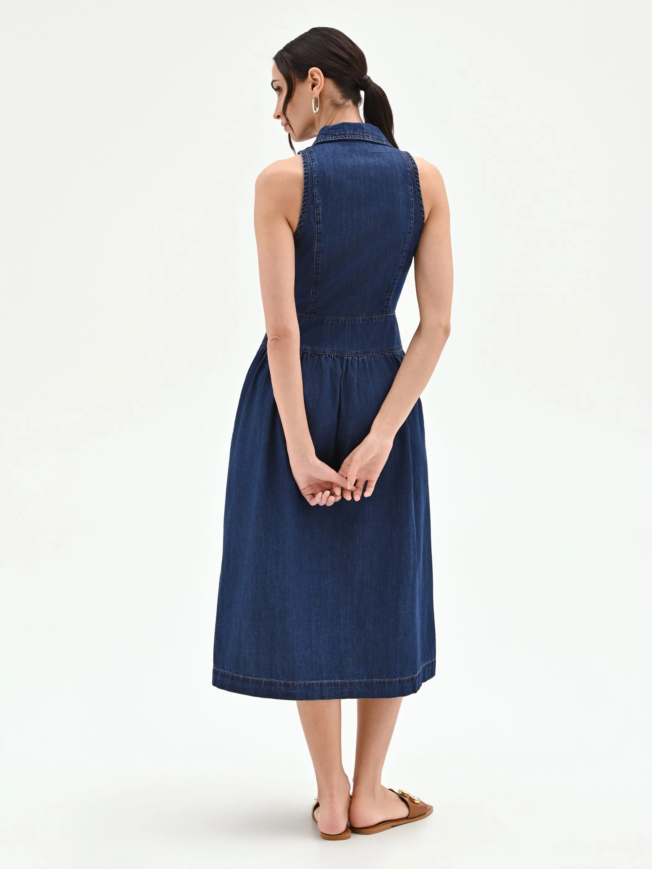 Abito chemisier blu in denim smanicato - Image 2