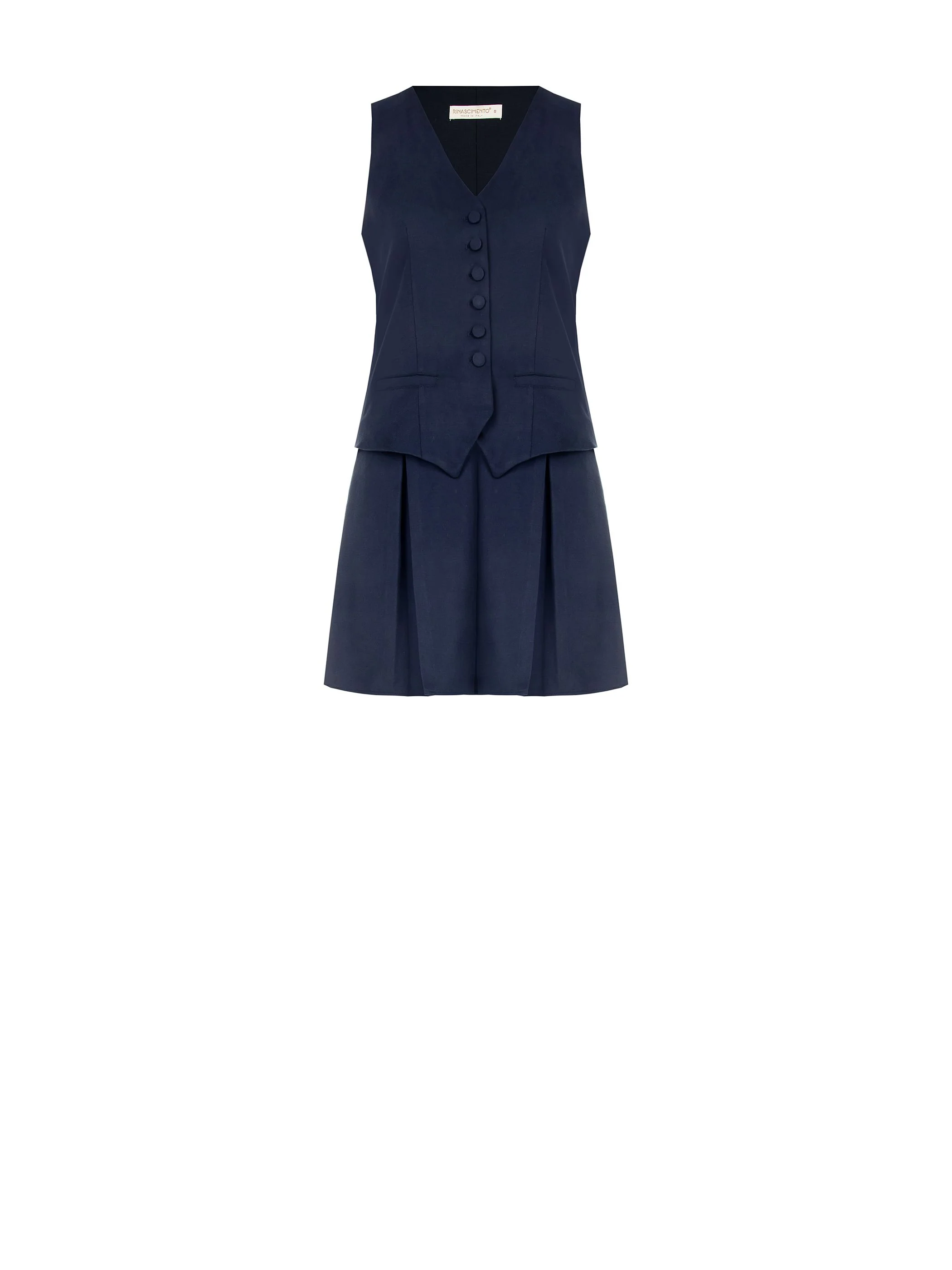 Abito corto effetto due pezzi blu navy - Image 5