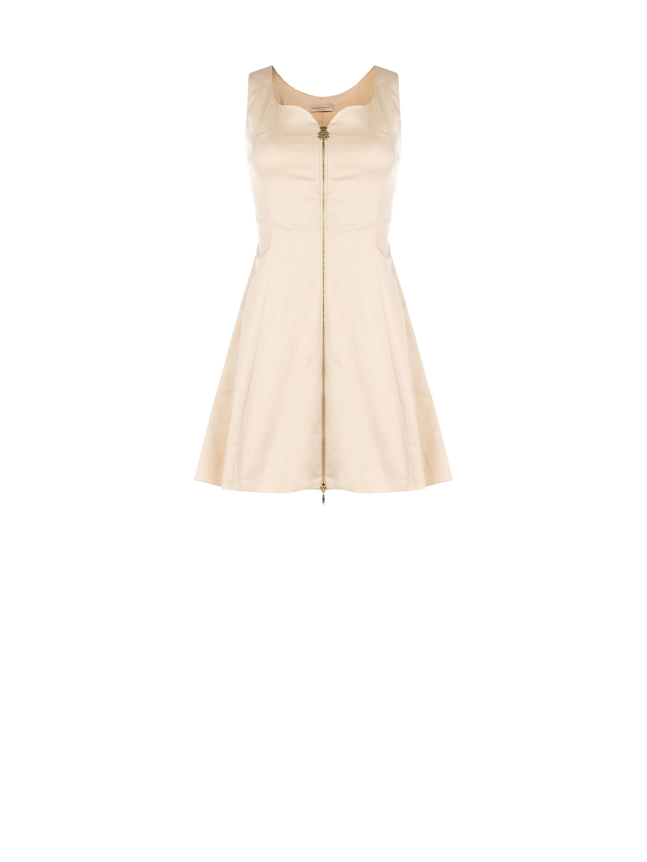 Abito corto tortora beige con zip frontale - Image 5