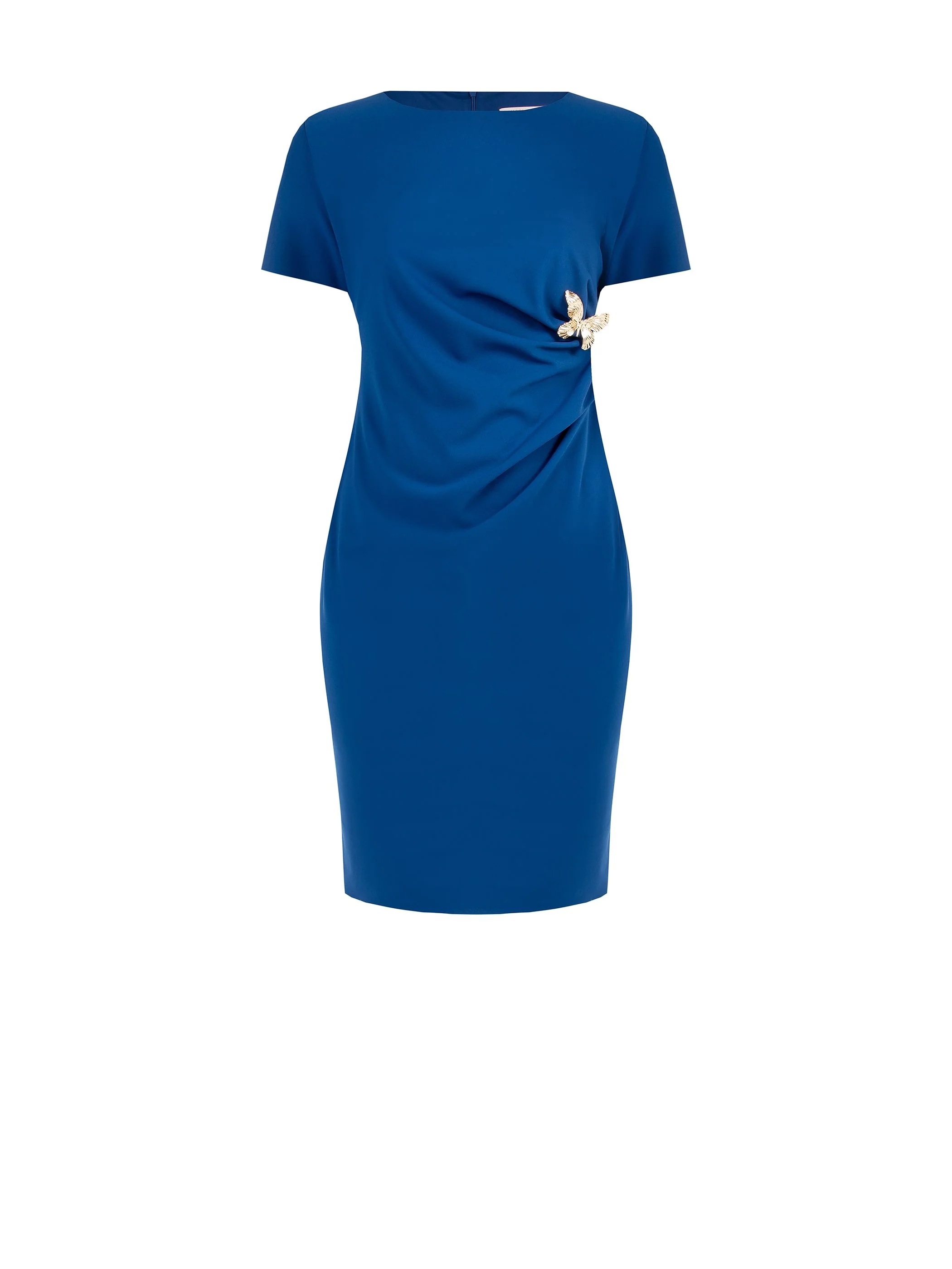 Abito Curvy blu brillante con drappeggio laterale - Image 5