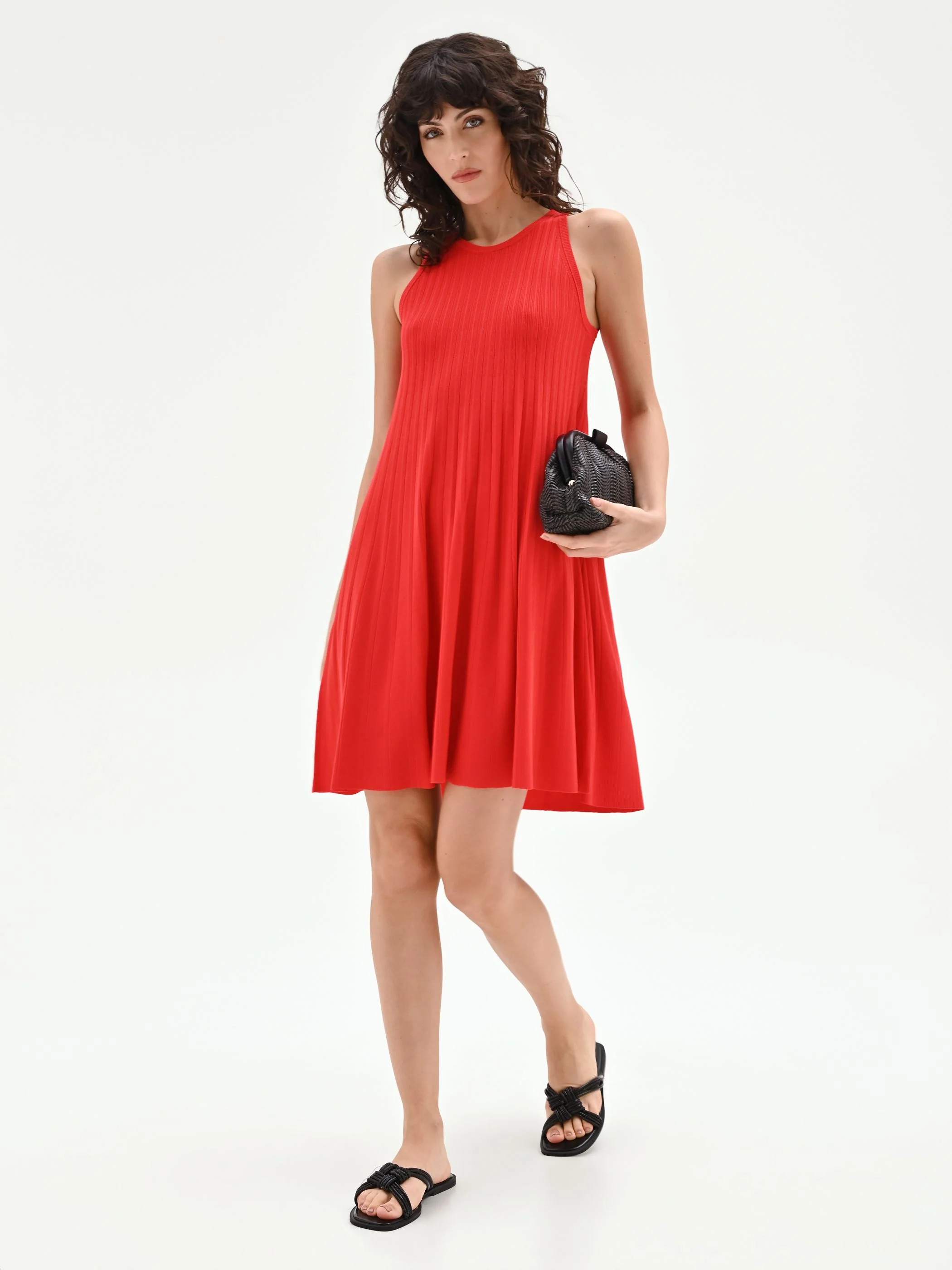 Abito in maglia plissé rosso fragola - Image 6