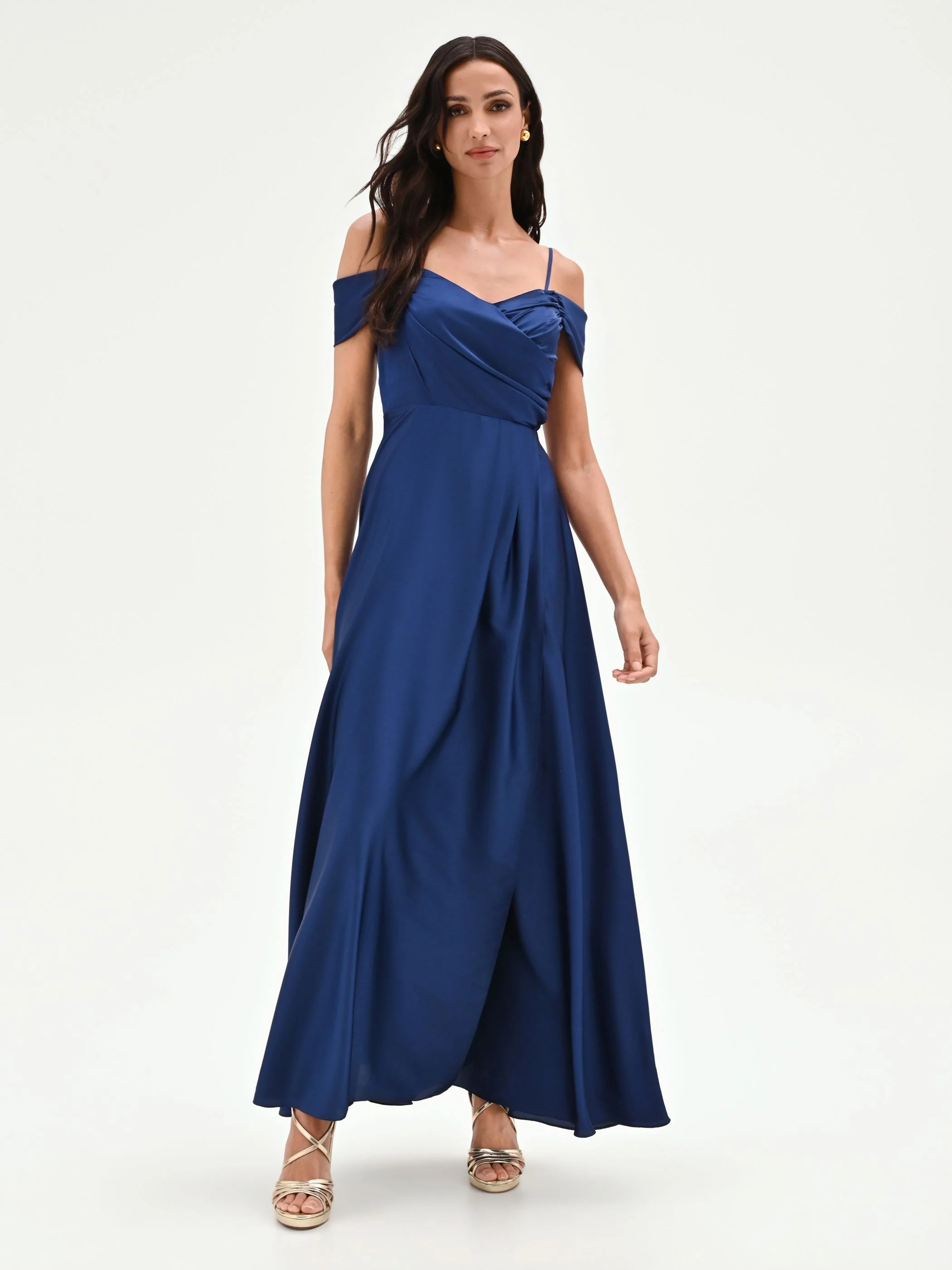 Abito Lungo Blu con spalline scese - Image 3