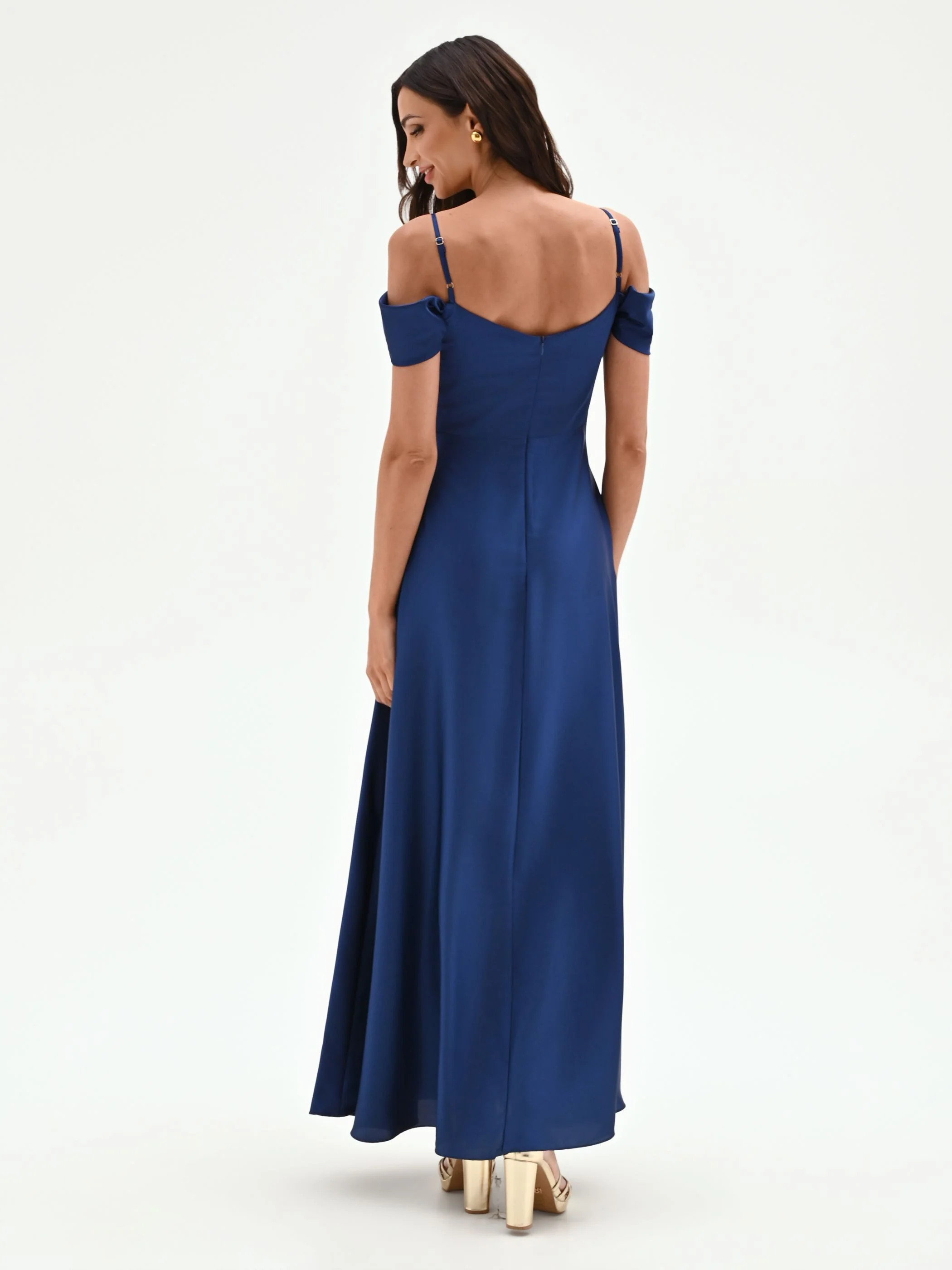Abito Lungo Blu con spalline scese - Image 4