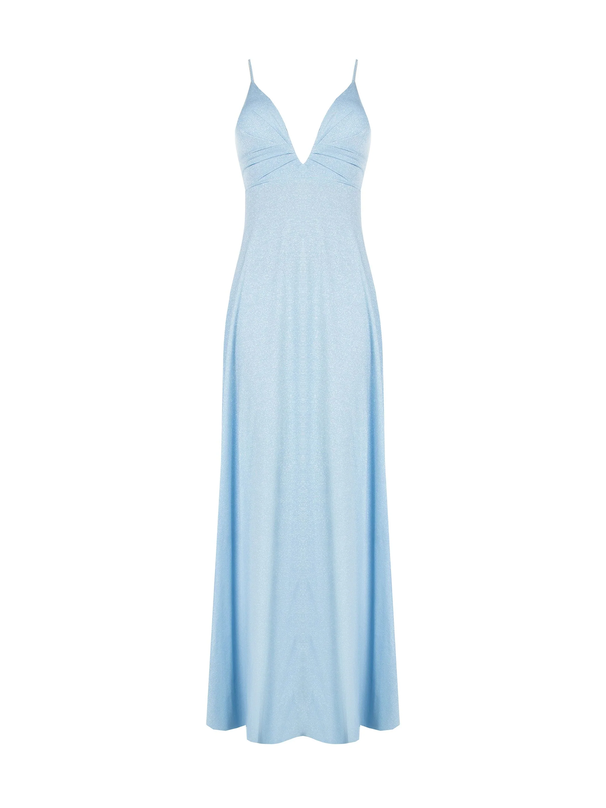Abito lungo cielo azzurro in jersey lurex - Image 5