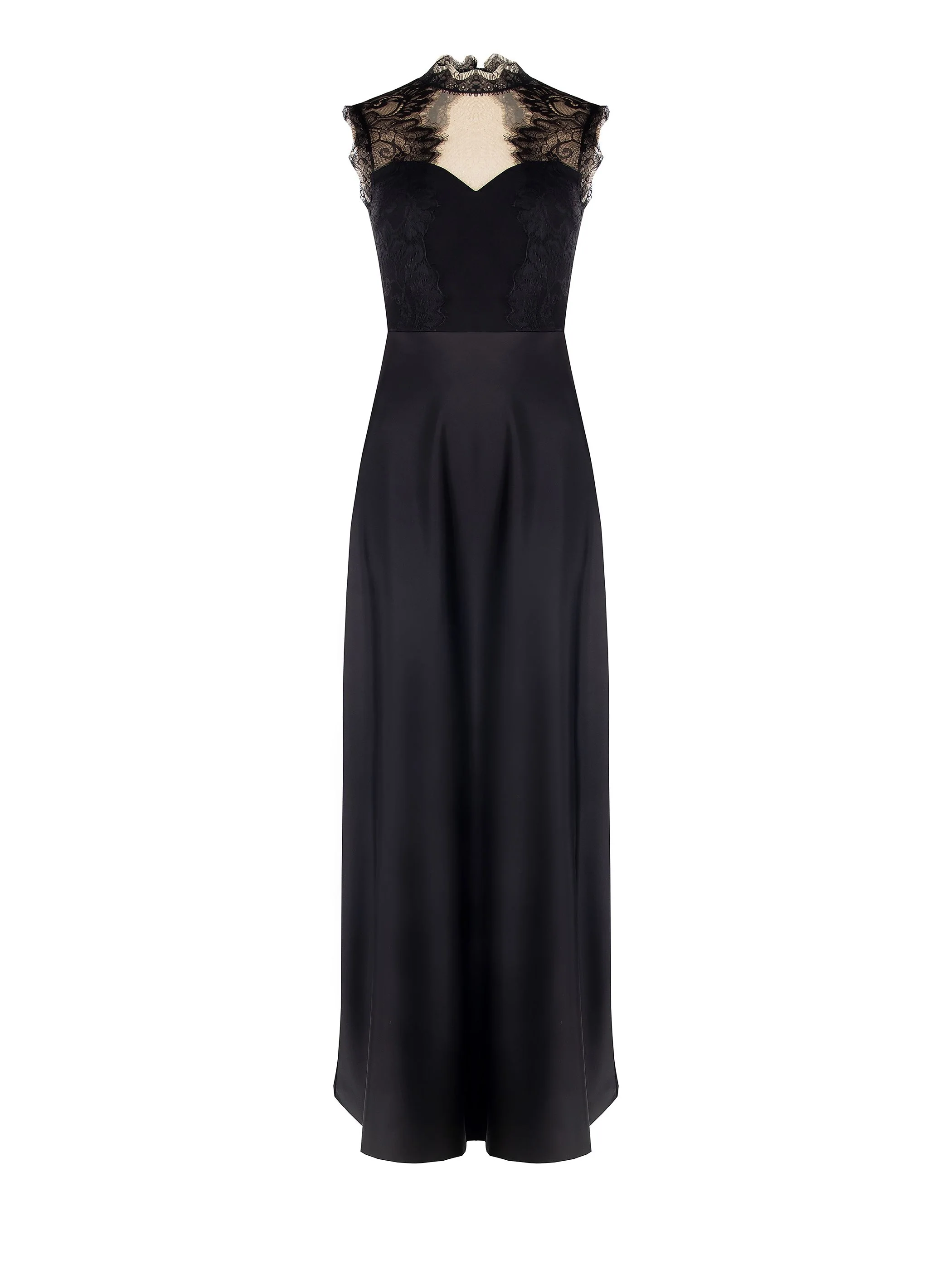 Abito lungo nero bustier in pizzo - Image 5