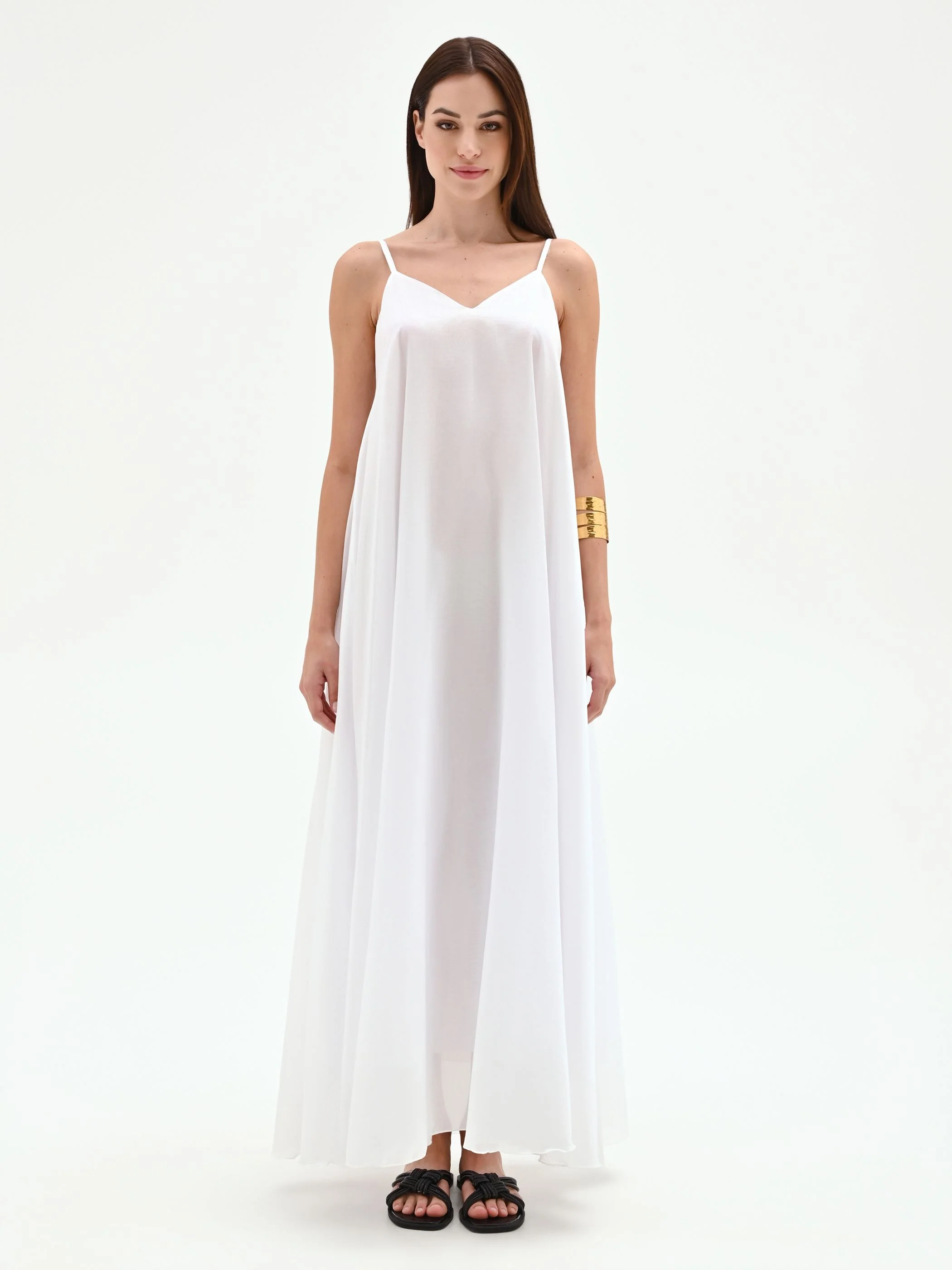 Abito lungo panna bianco stile sottoveste - Image 3