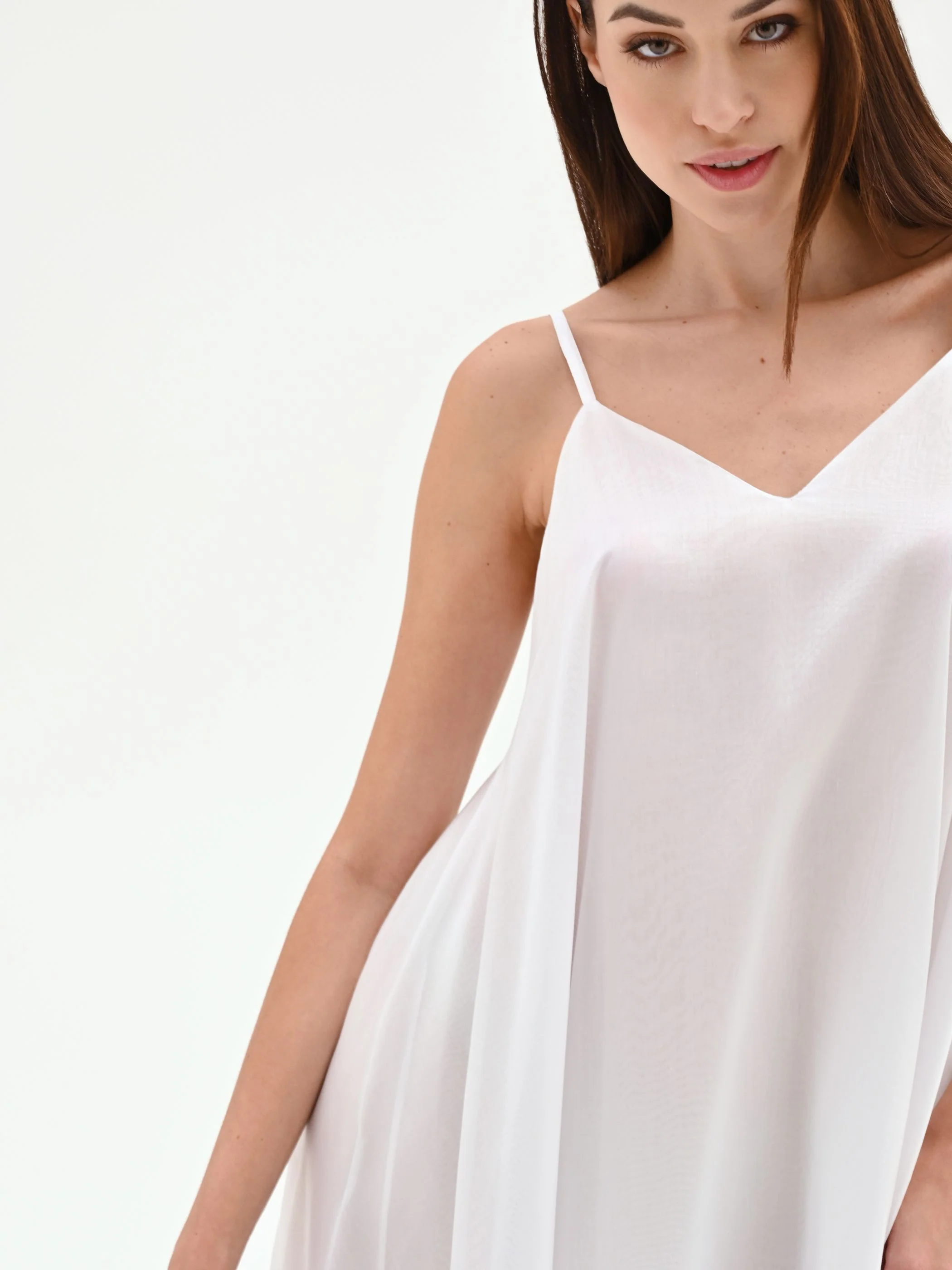Abito lungo panna bianco stile sottoveste - Image 4