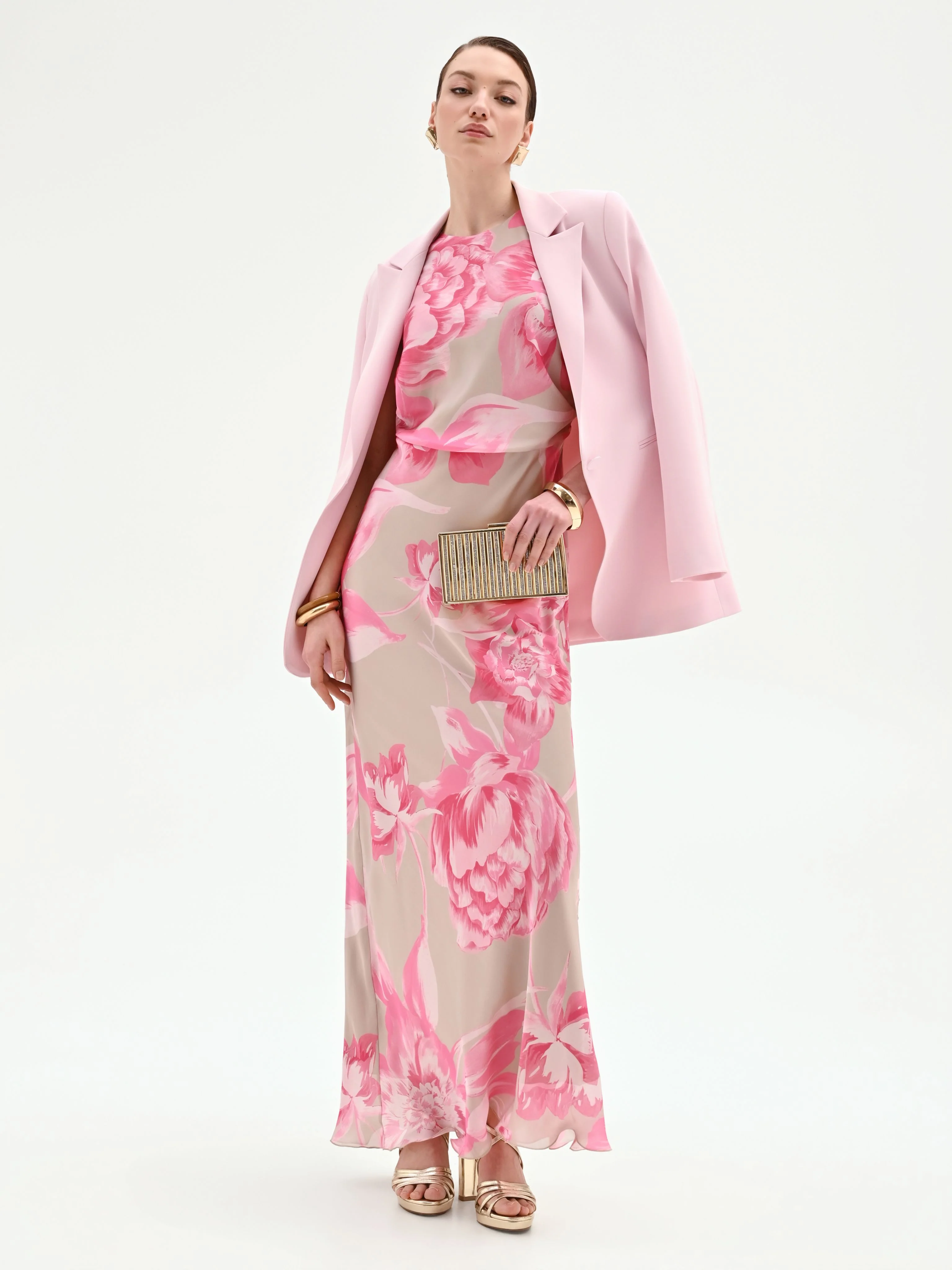 Abito lungo rosa con stampa floreale - Image 5