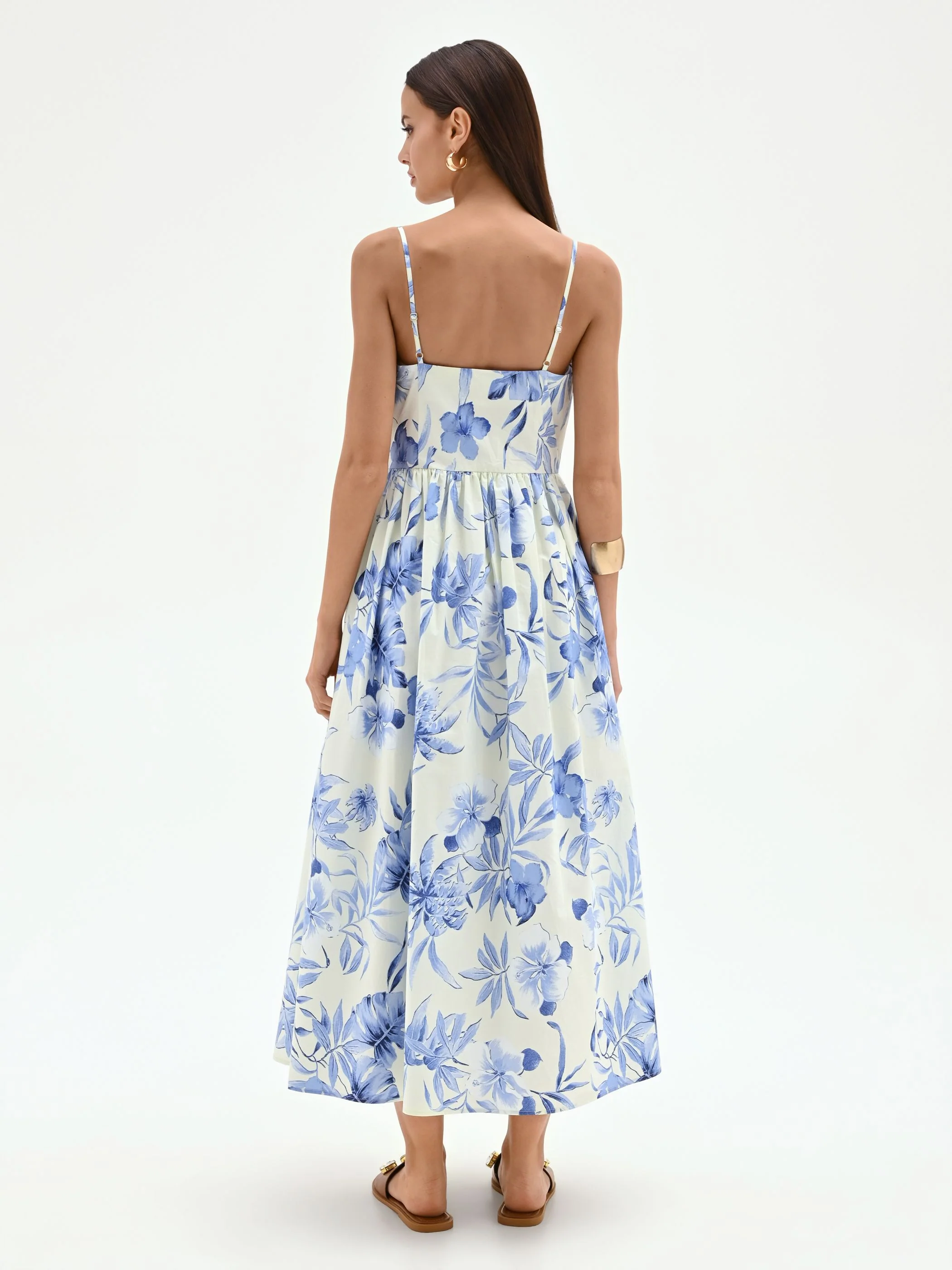 Abito midi azzurro con stampa floreale - Image 2