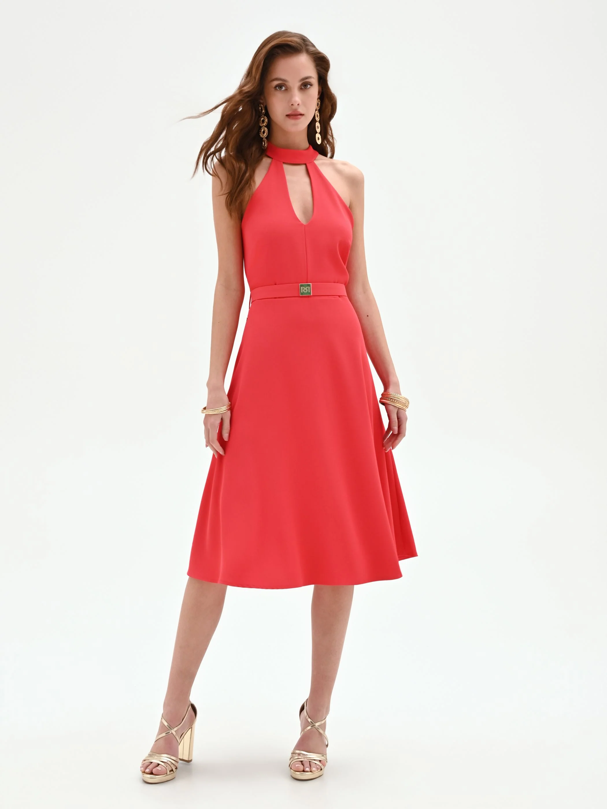 Abito midi rosso fragola in cadi - Image 3