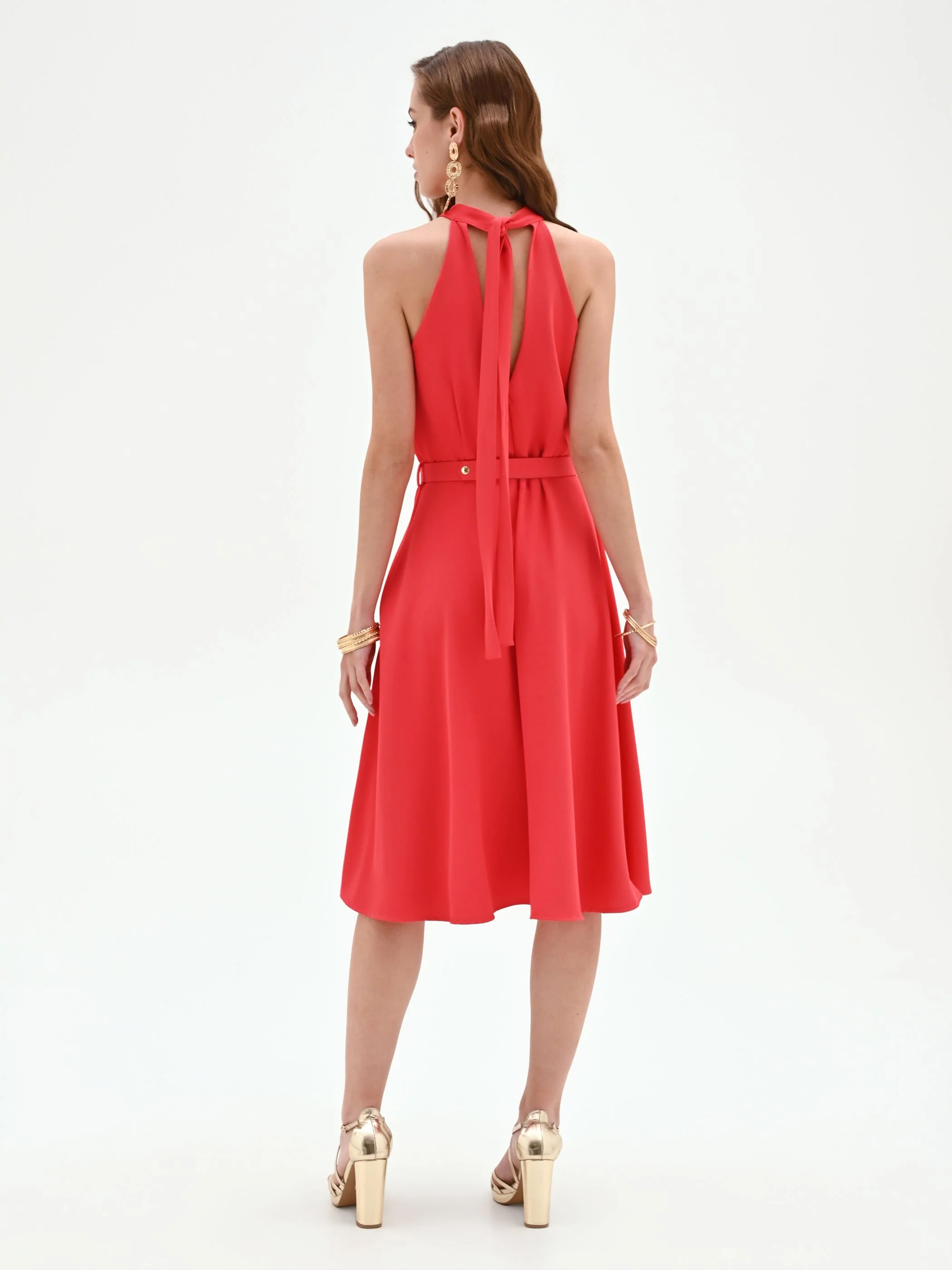 Abito midi rosso fragola in cadi - Image 4