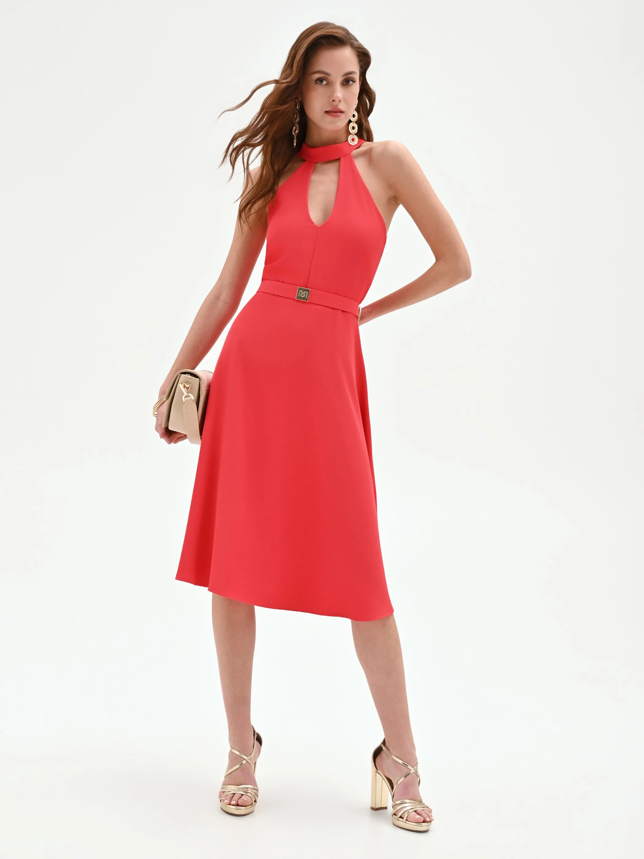 Abito midi rosso fragola in cadi - Image 6