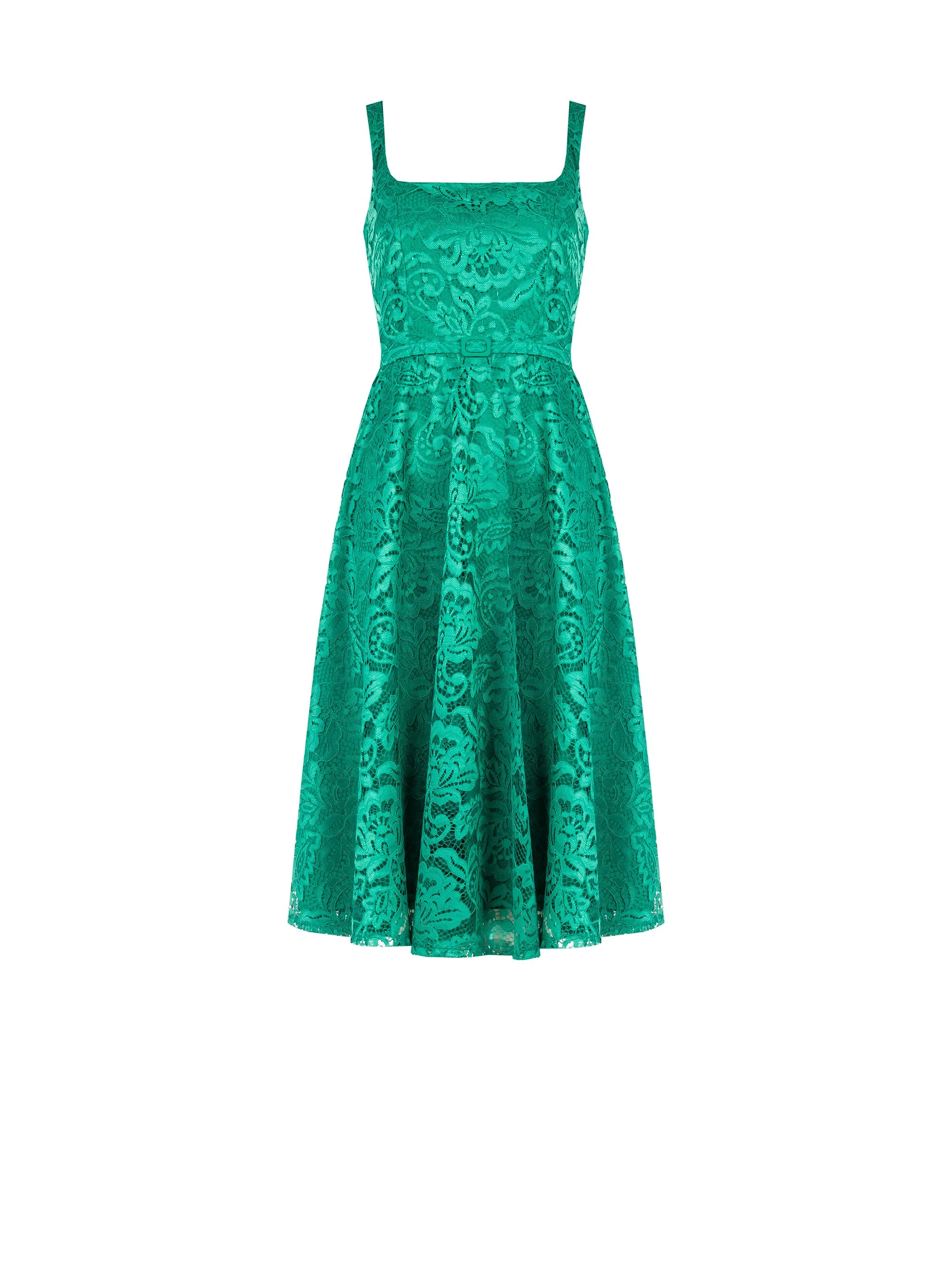 Abito midi verde prato in pizzo macramé - Image 5