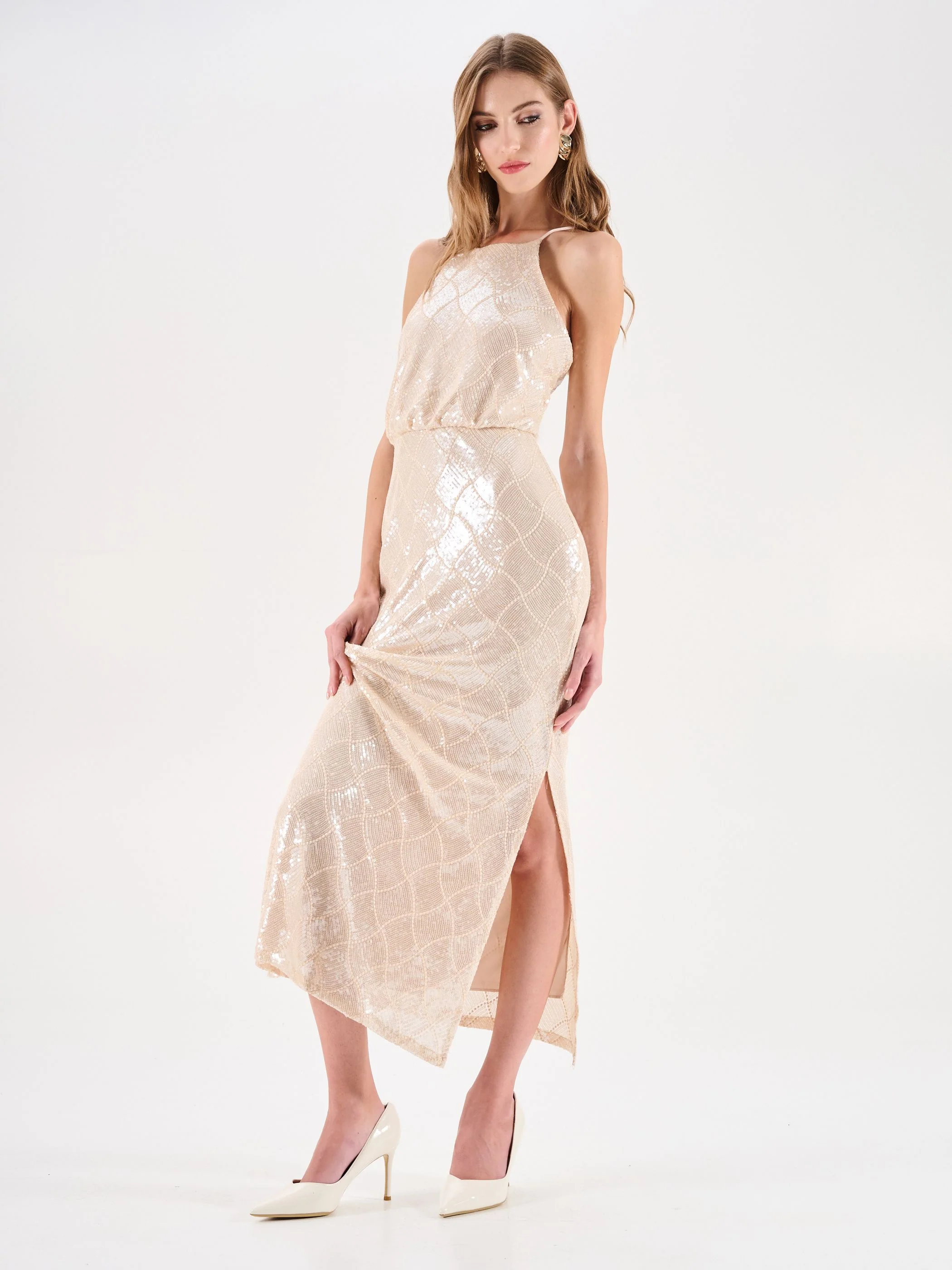Abito paillettes con scollo all'americana - Image 4