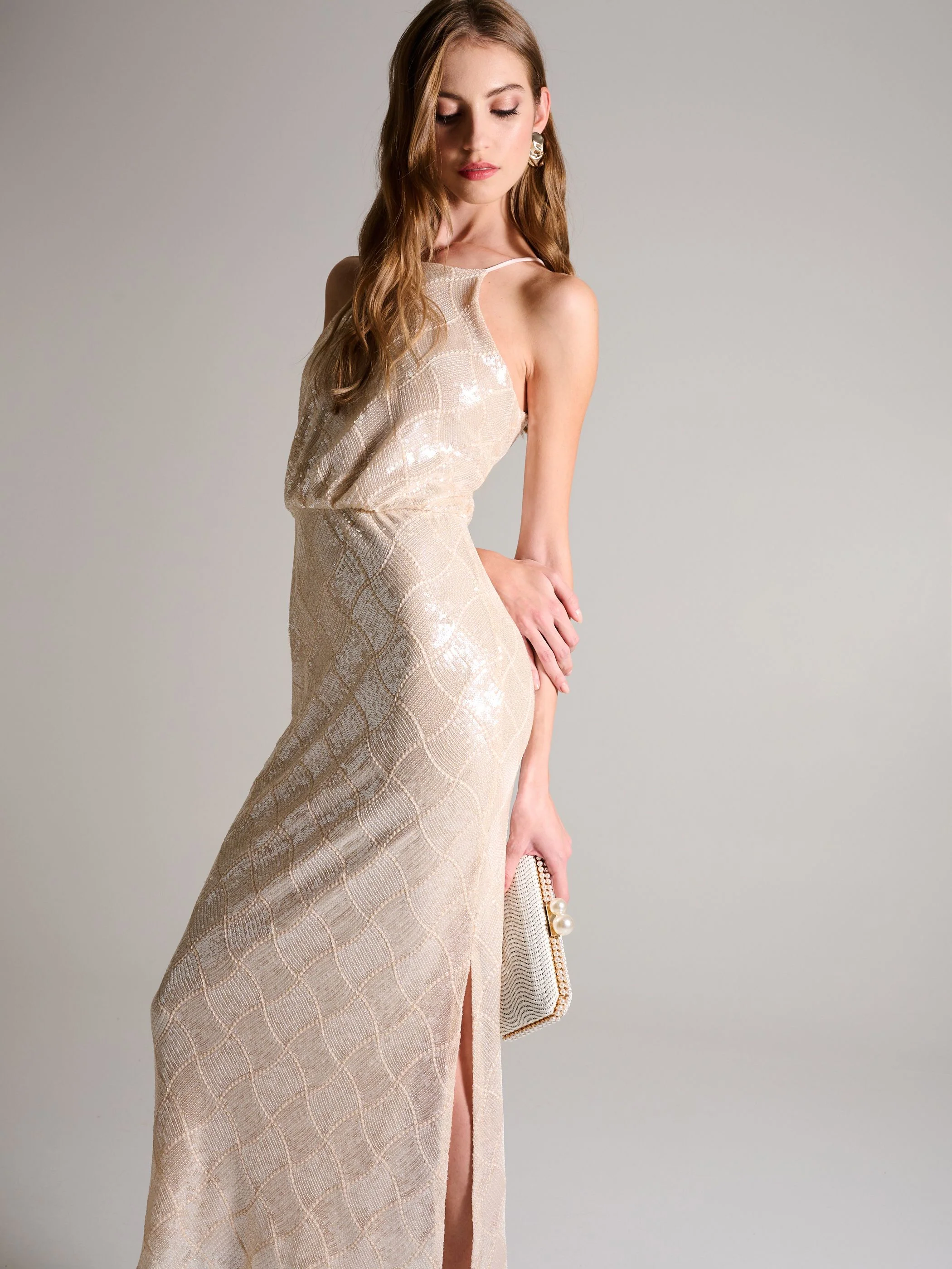 Abito paillettes con scollo all'americana - Image 6