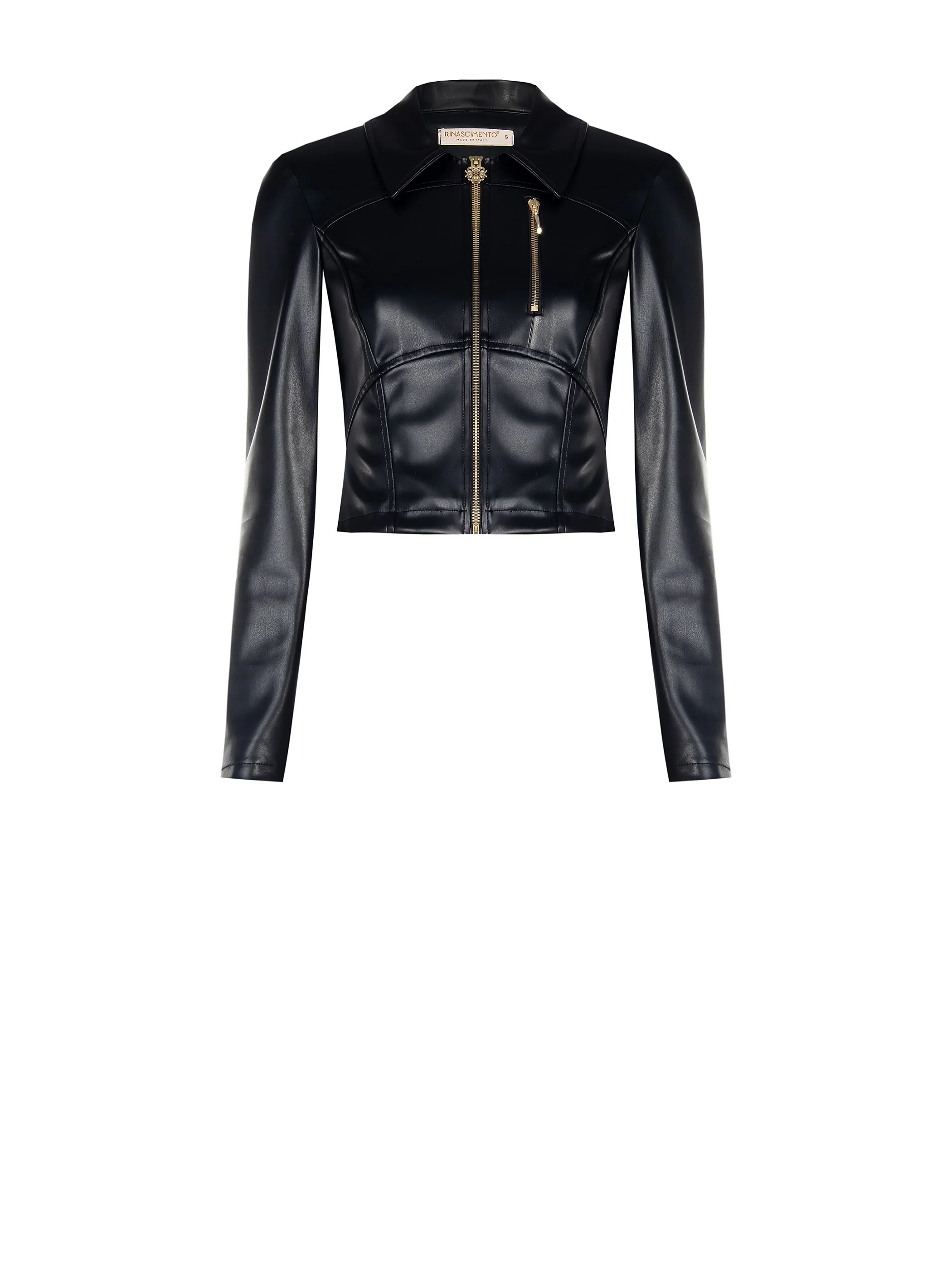 Biker nero effetto pelle con dettagli dorati - Image 6