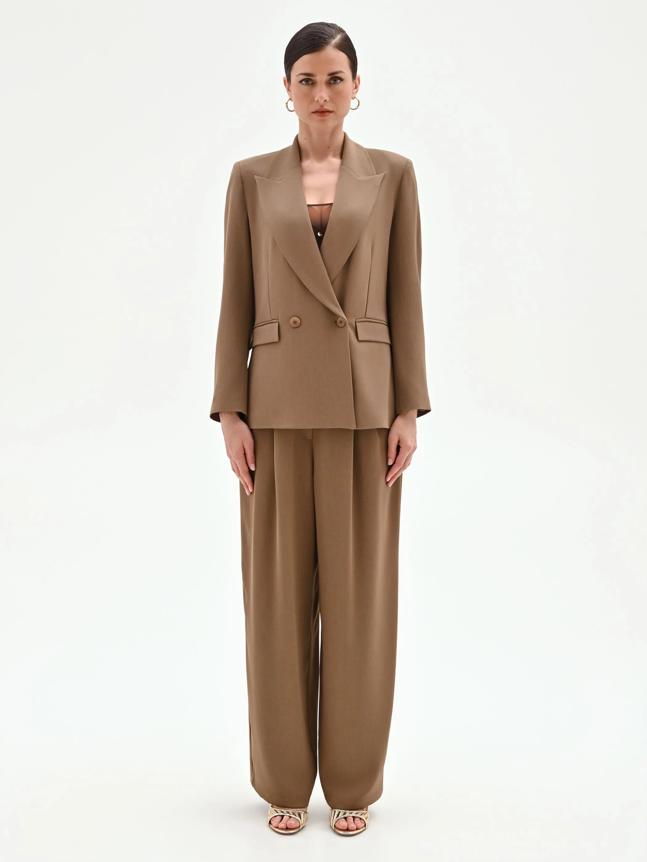Blazer doppiopetto in cadi fango marrone - Image 2