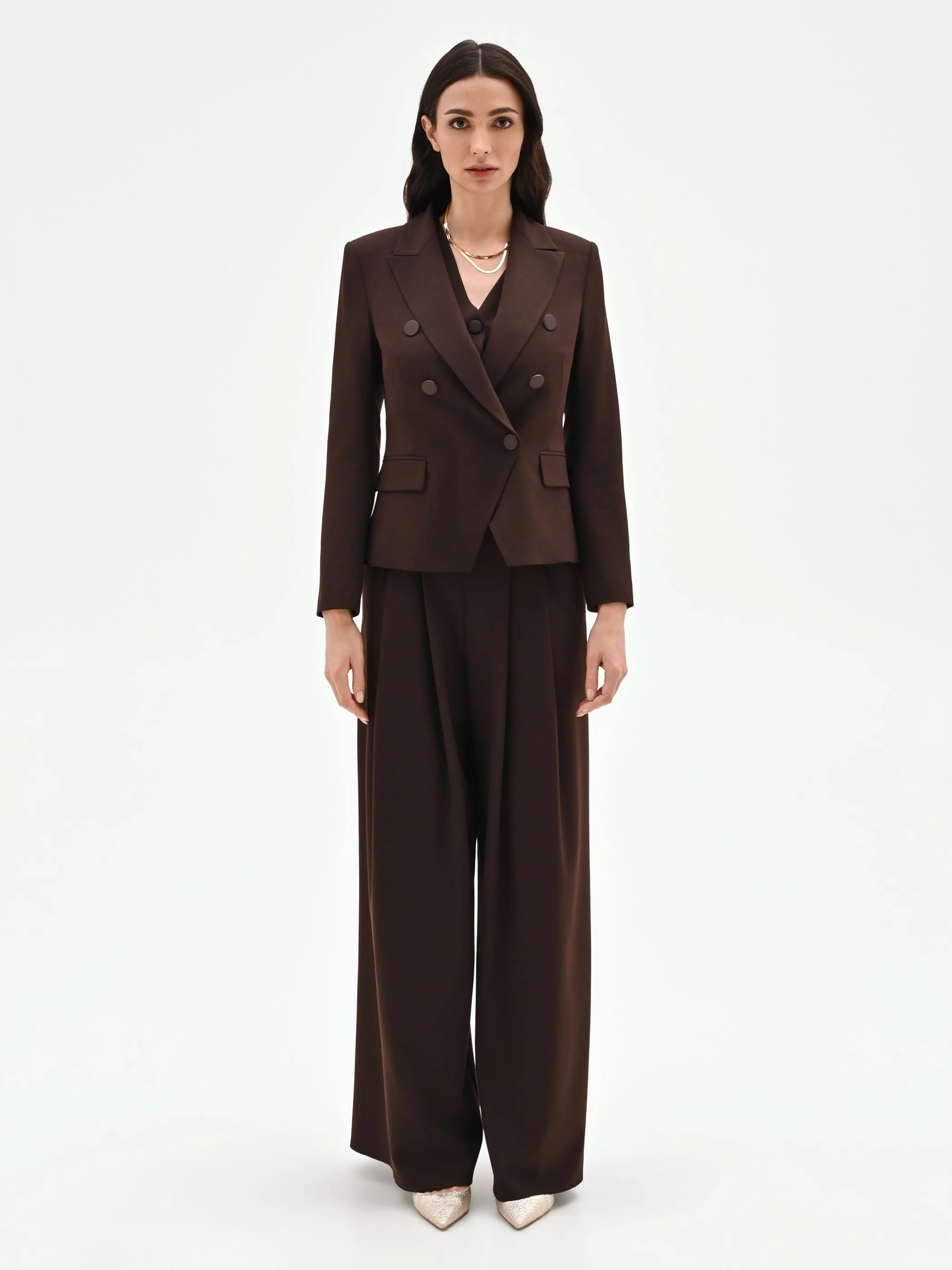 Blazer doppiopetto moro marrone con revers a lancia - Image 2