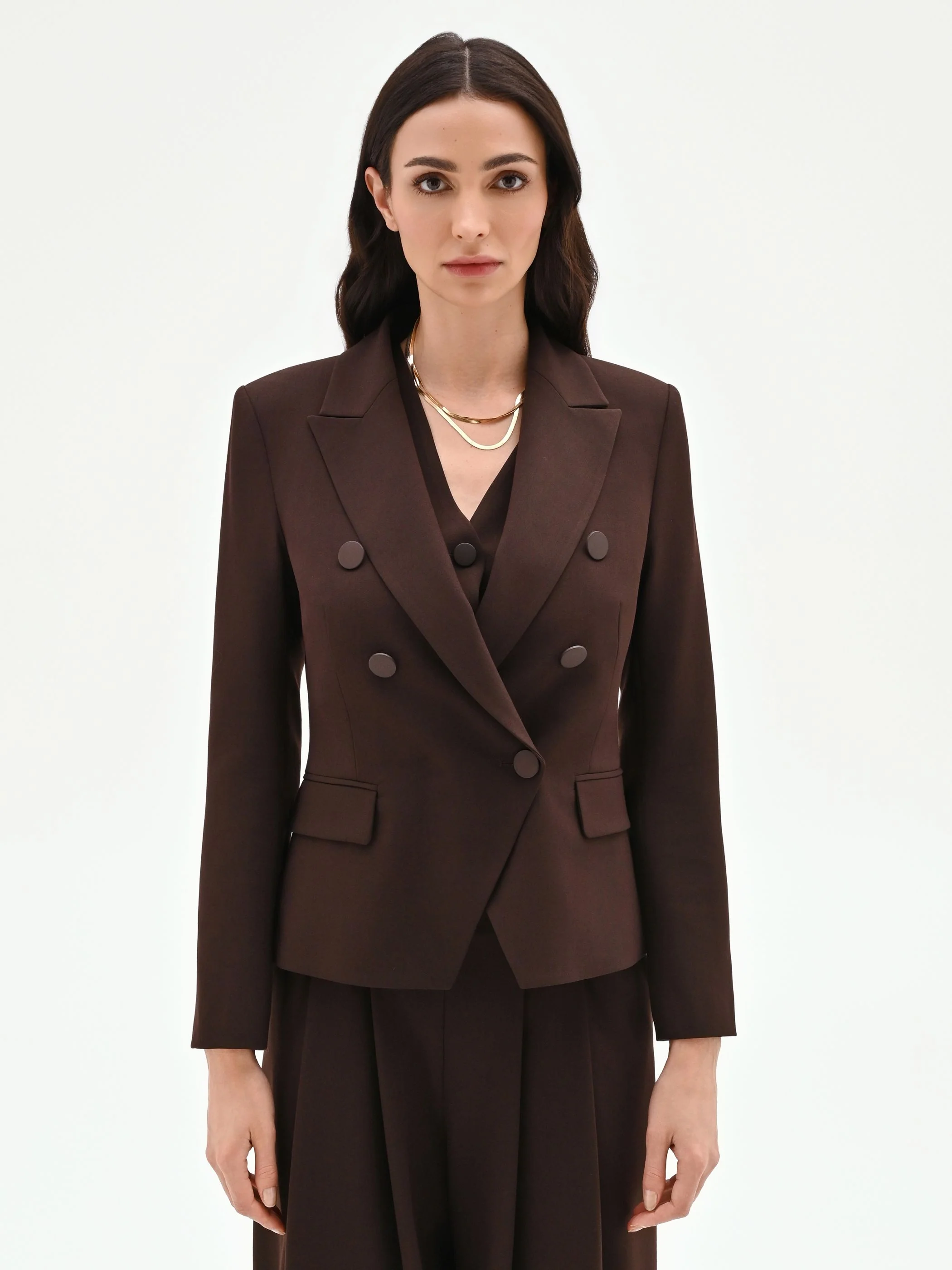 Blazer doppiopetto moro marrone con revers a lancia - Image 3