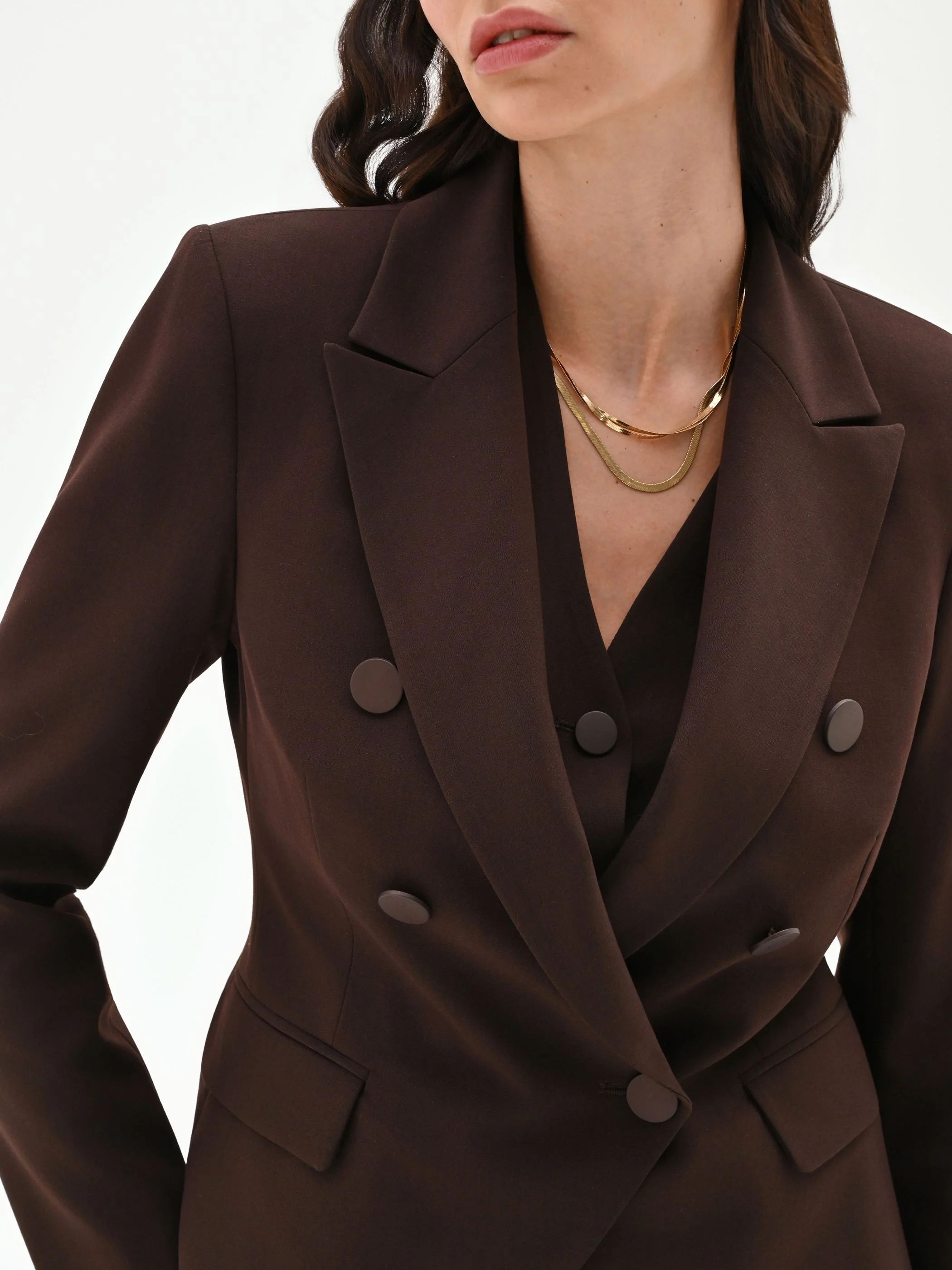 Blazer doppiopetto moro marrone con revers a lancia - Image 5