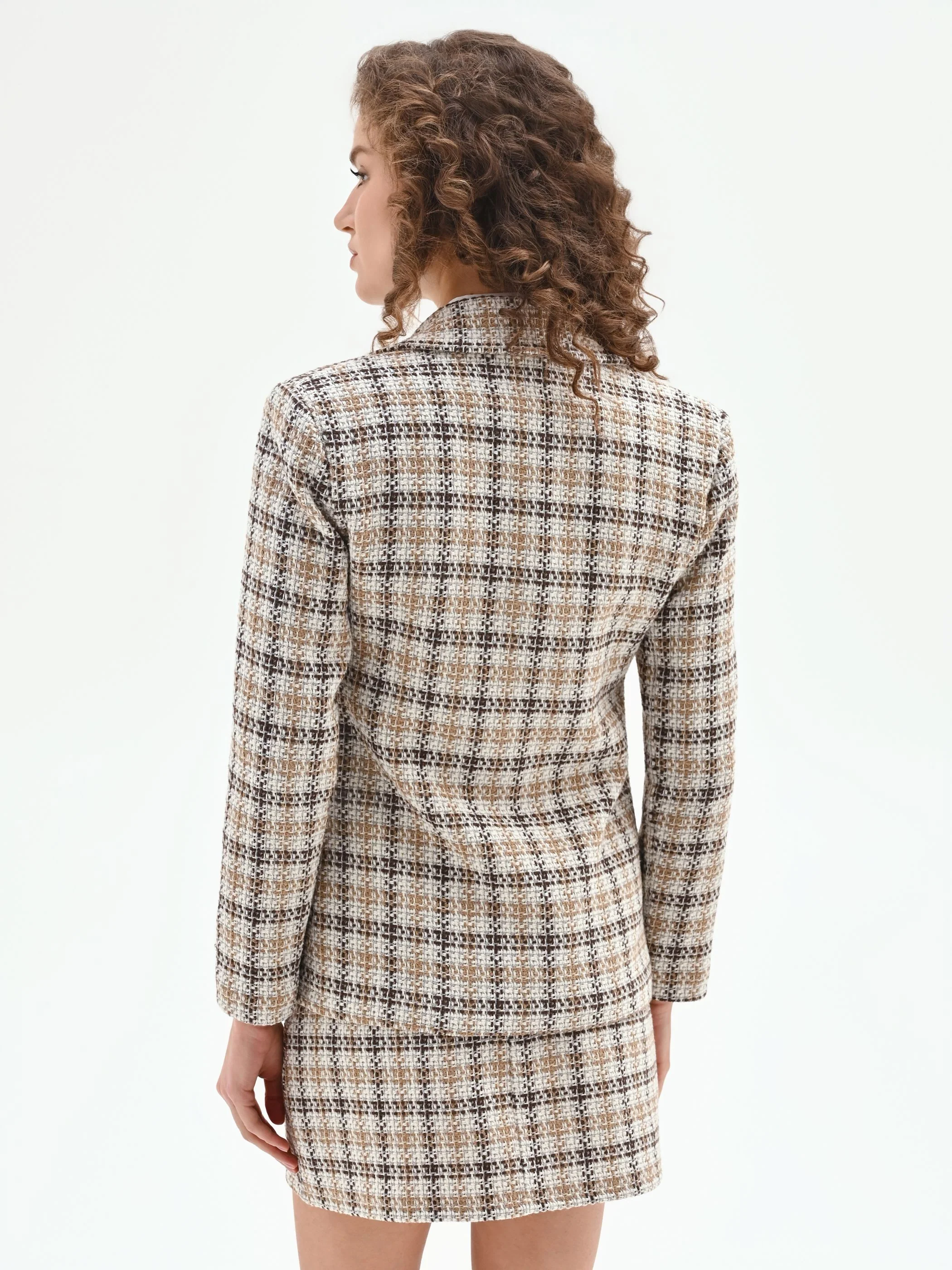 Blazer in tweed check color cioccolato - Image 4