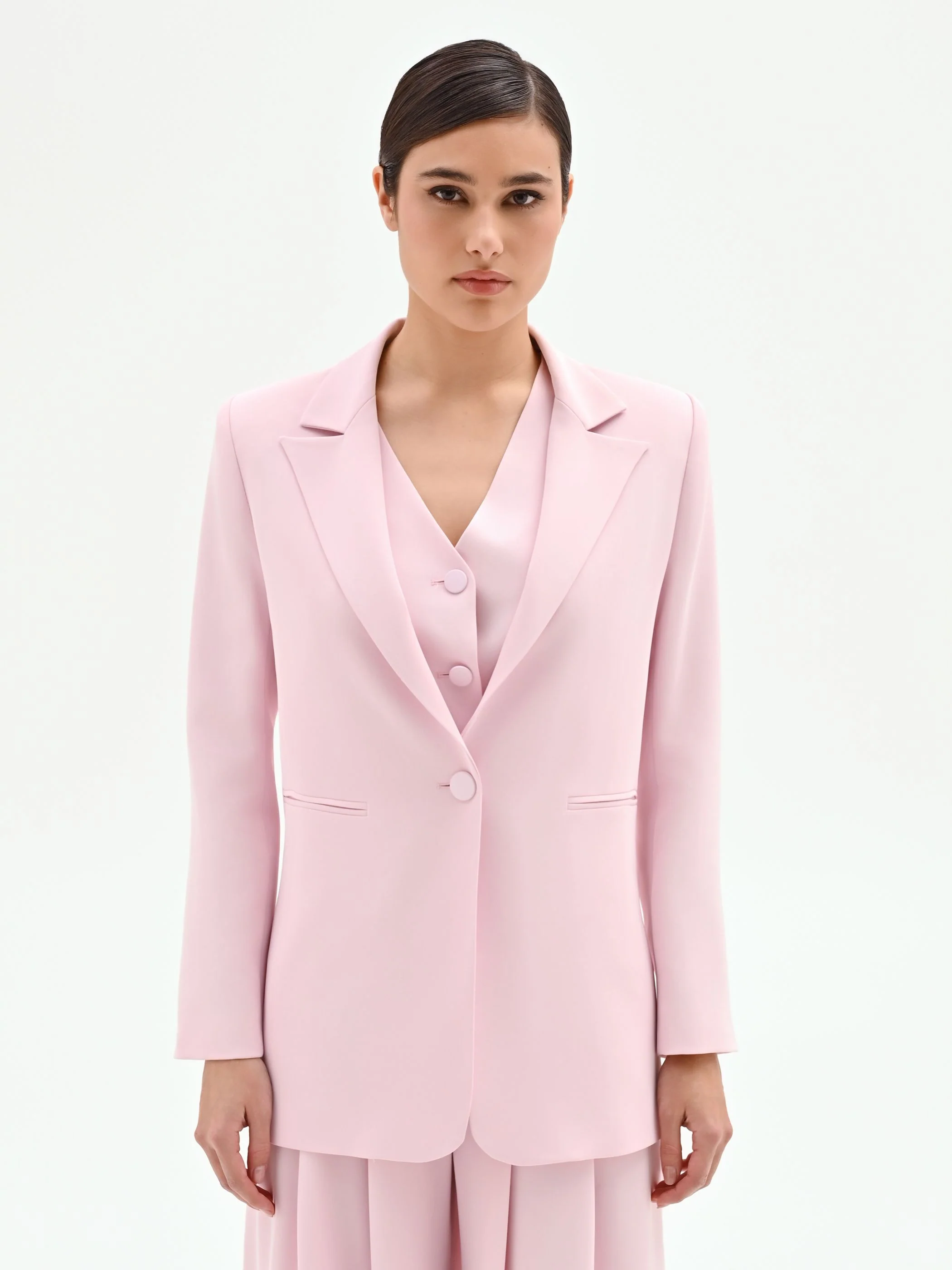 Blazer monopetto rosa pastello in cadi - Image 2