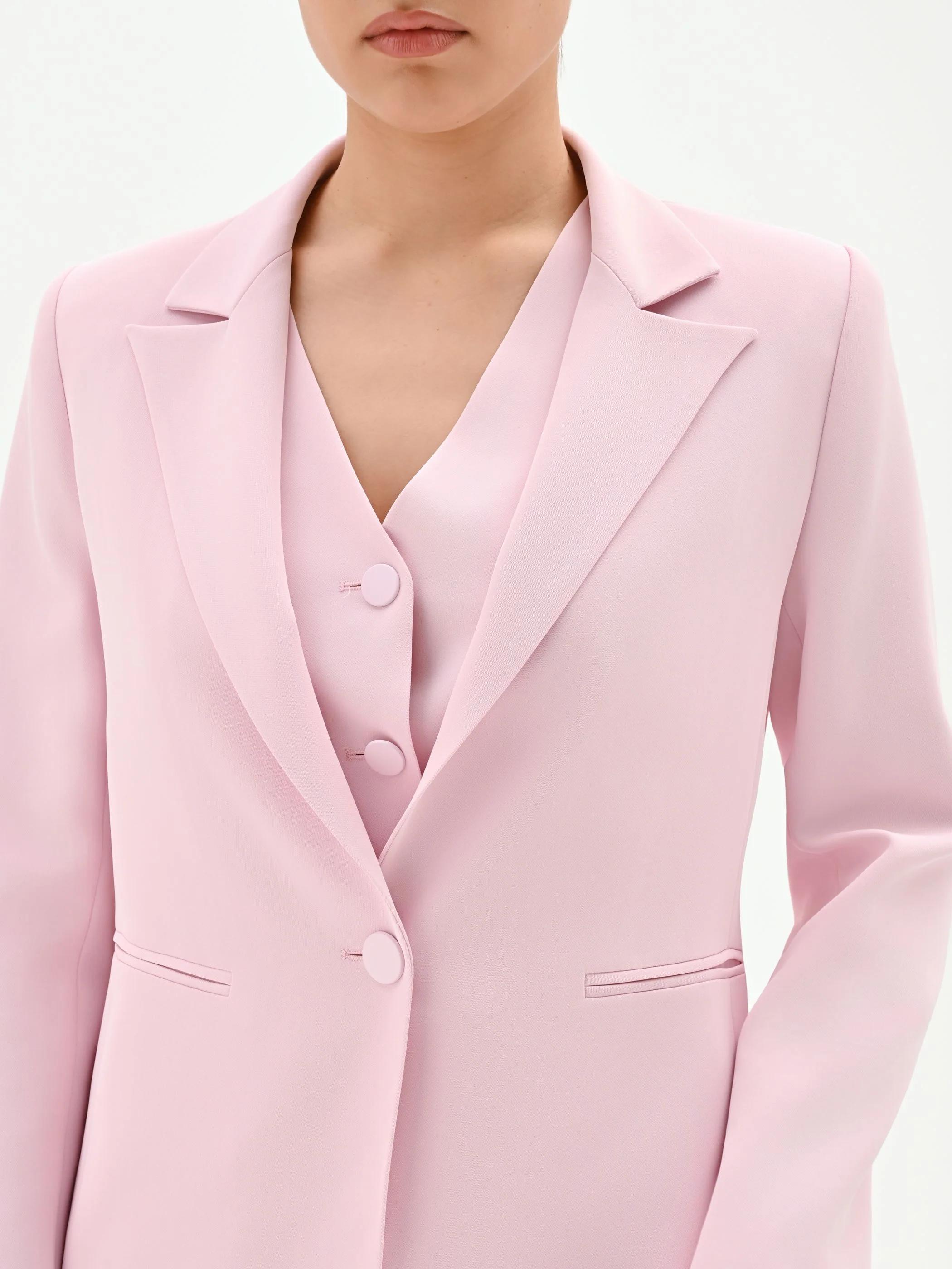 Blazer monopetto rosa pastello in cadi - Image 4