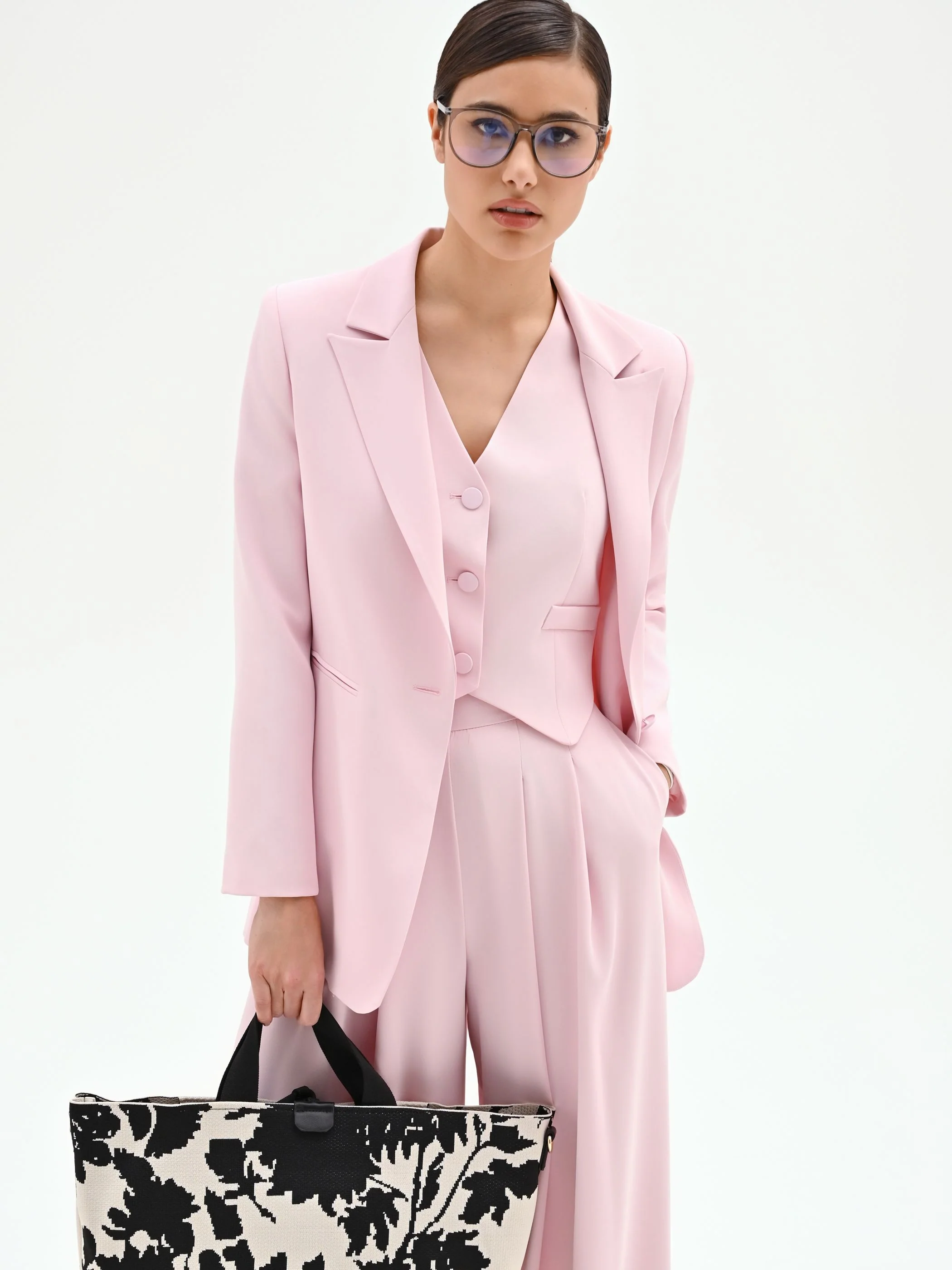 Blazer monopetto rosa pastello in cadi - Image 7