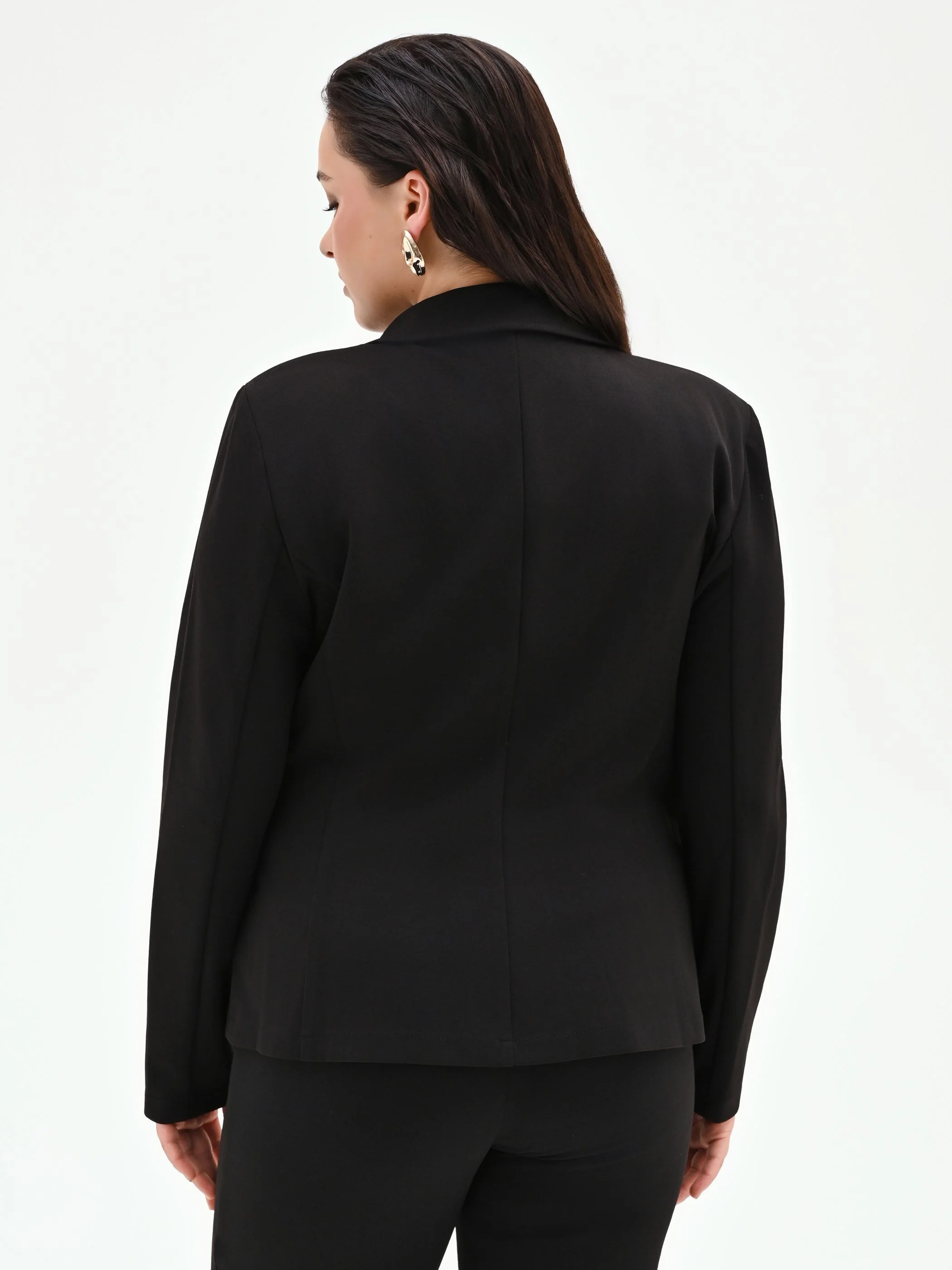Blazer nero monopetto Curvy in scuba mano crepe - Image 4