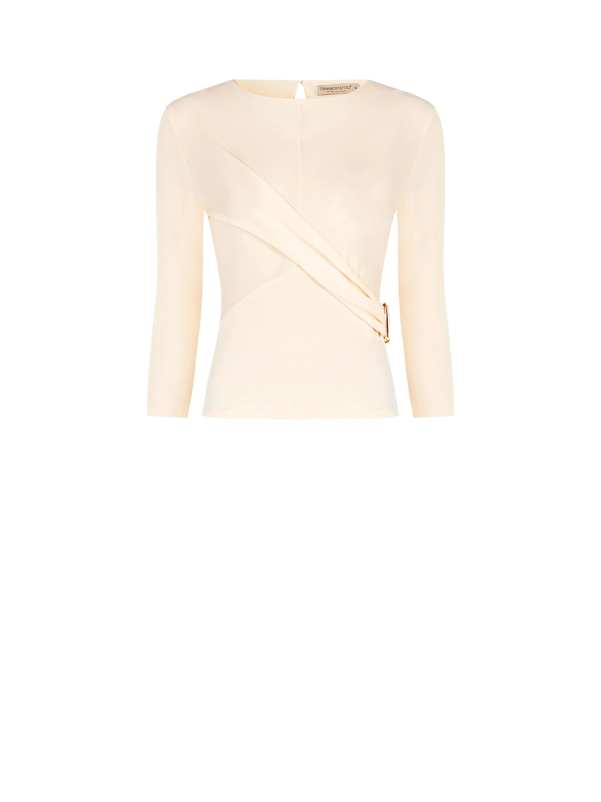 Blusa beige chiaro con drappeggio laterale - Image 6