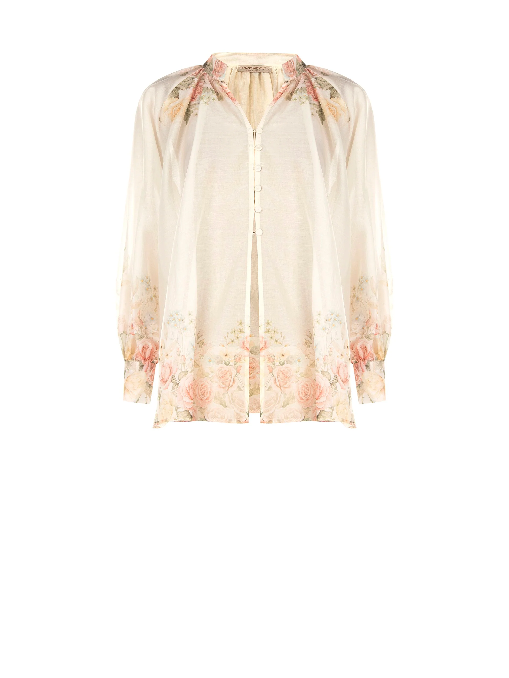 Blusa bianca con stampa floreale a rose - Image 6