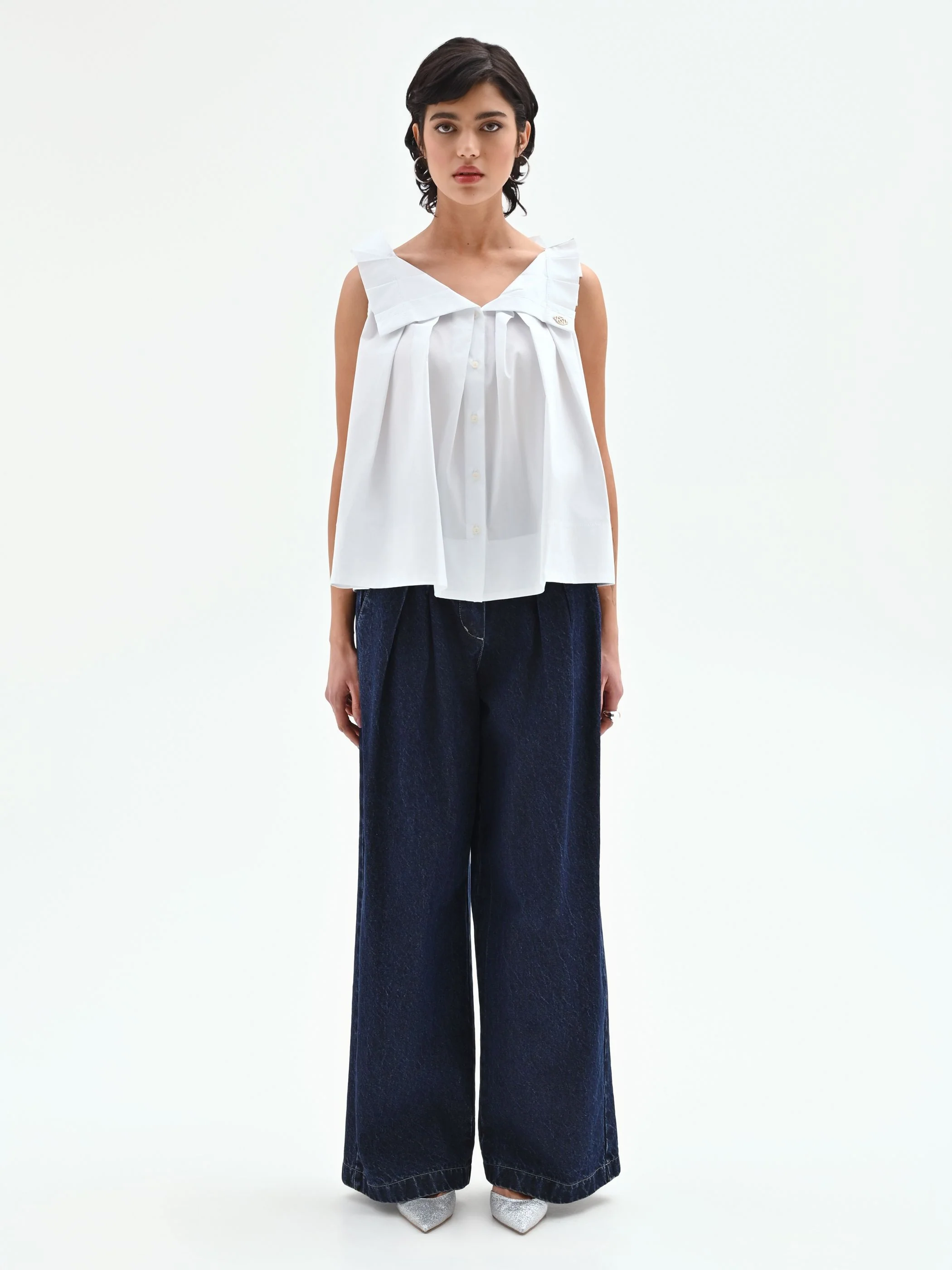 Blusa bianca in popeline - Image 3