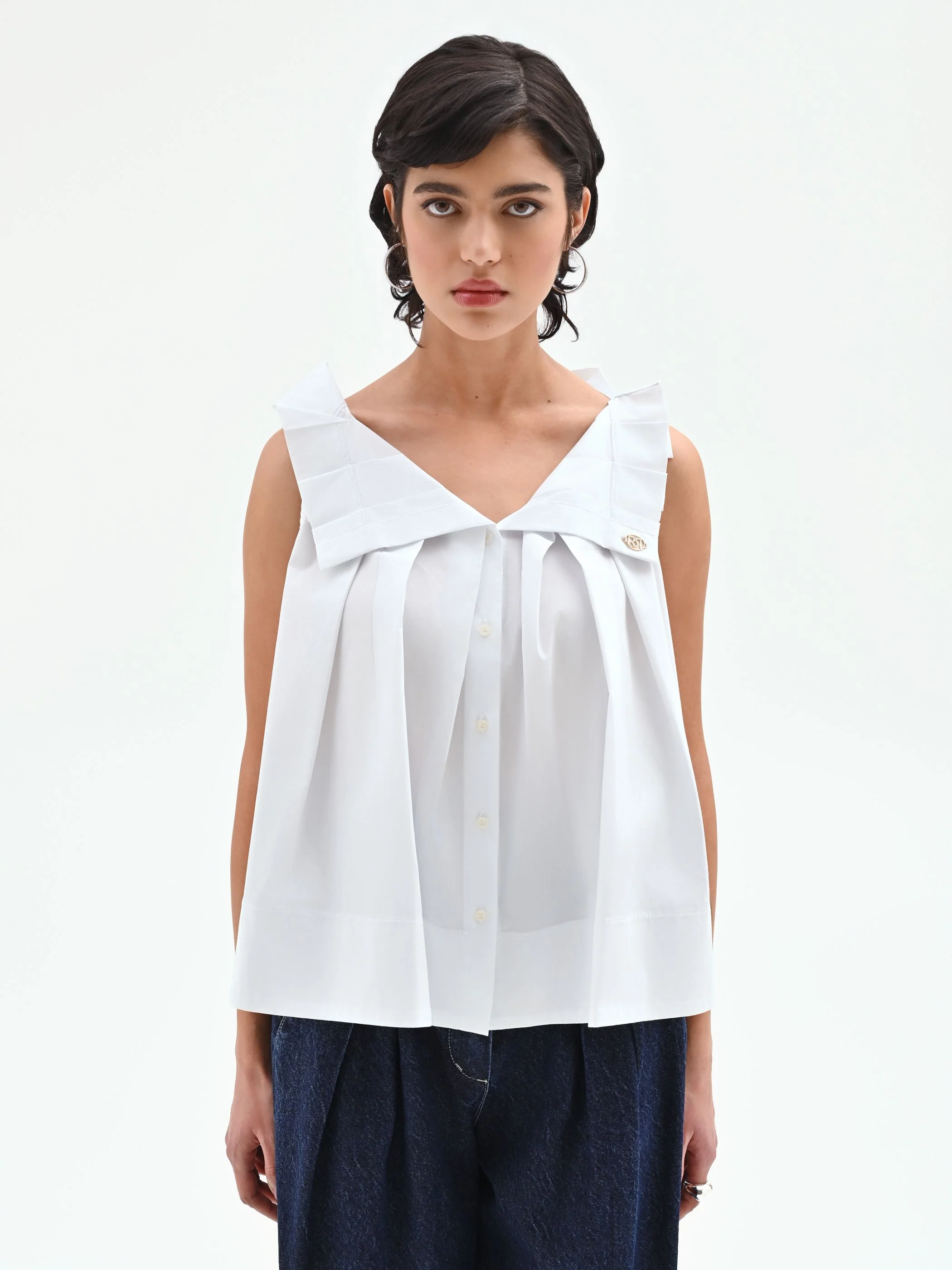 Blusa bianca in popeline - Image 4