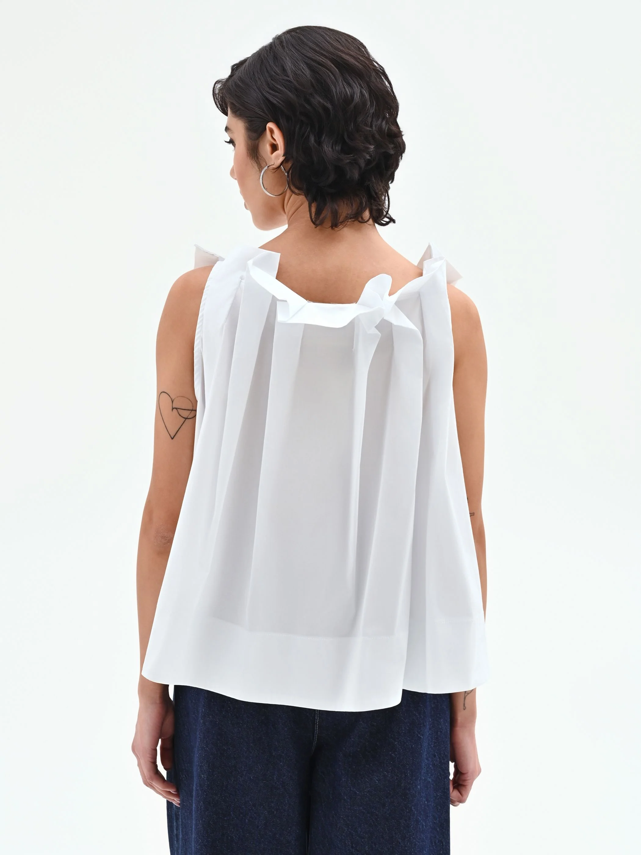Blusa bianca in popeline - Image 5