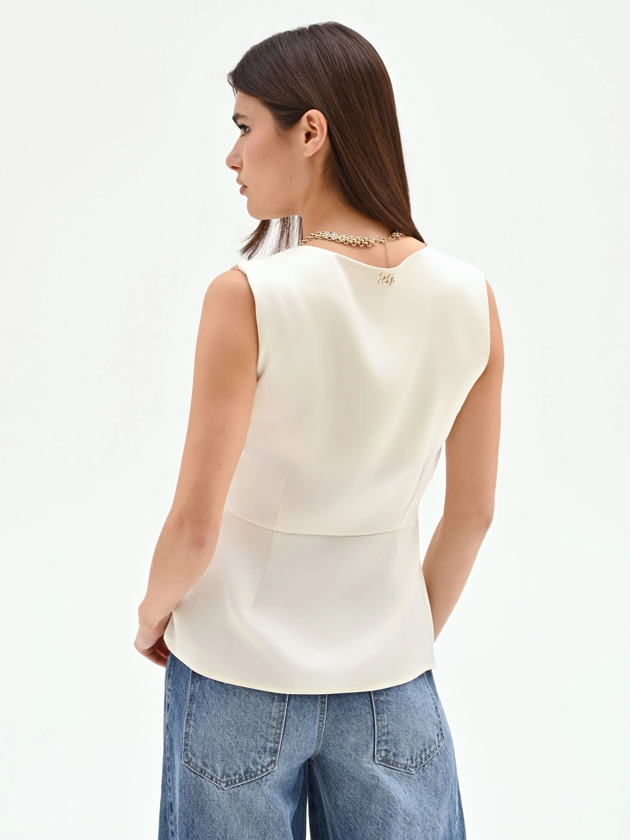 Blusa bianco panna con drappeggio laterale - Image 3