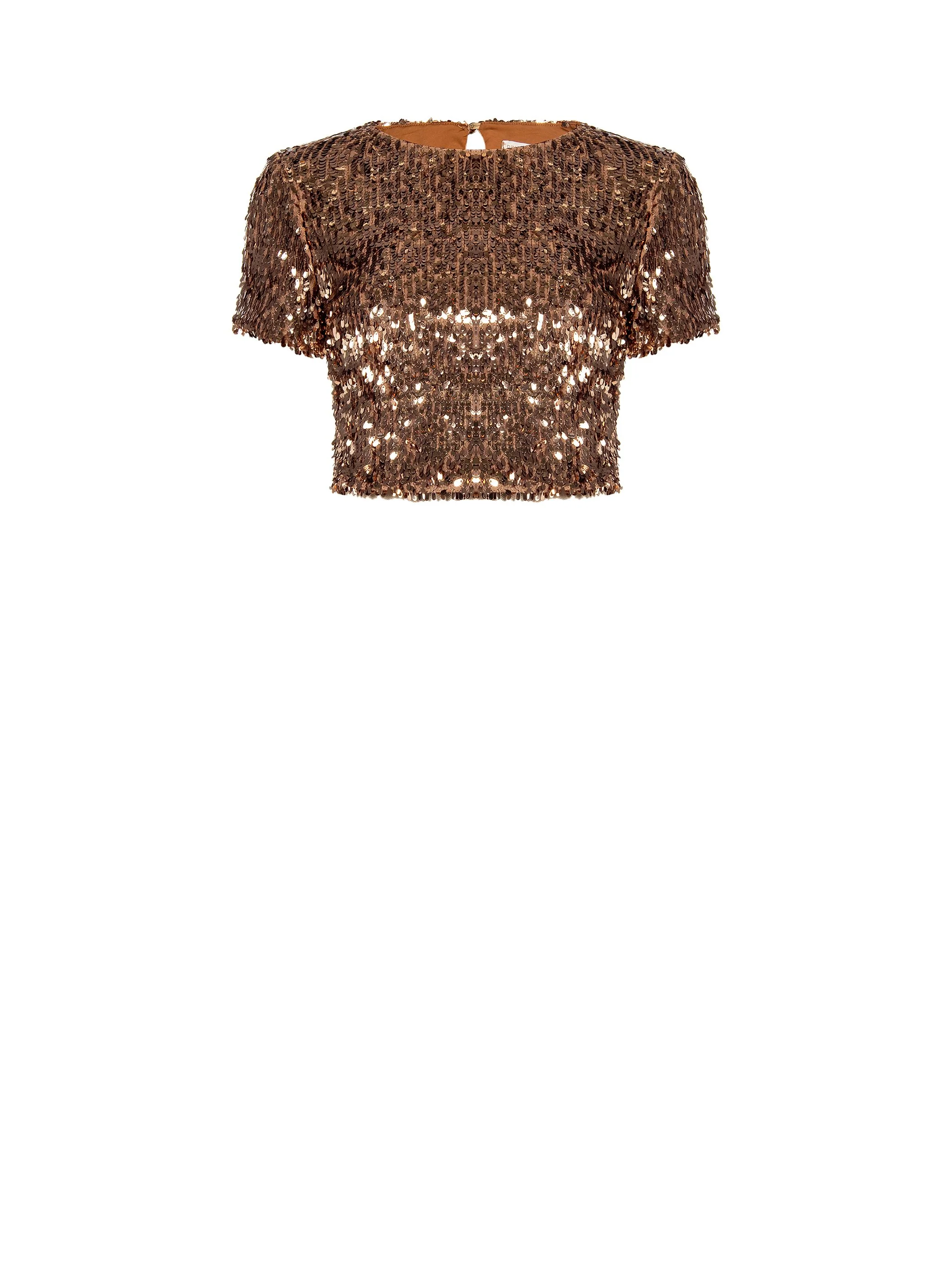 Blusa crop in paillettes marrone bronzo - Image 6