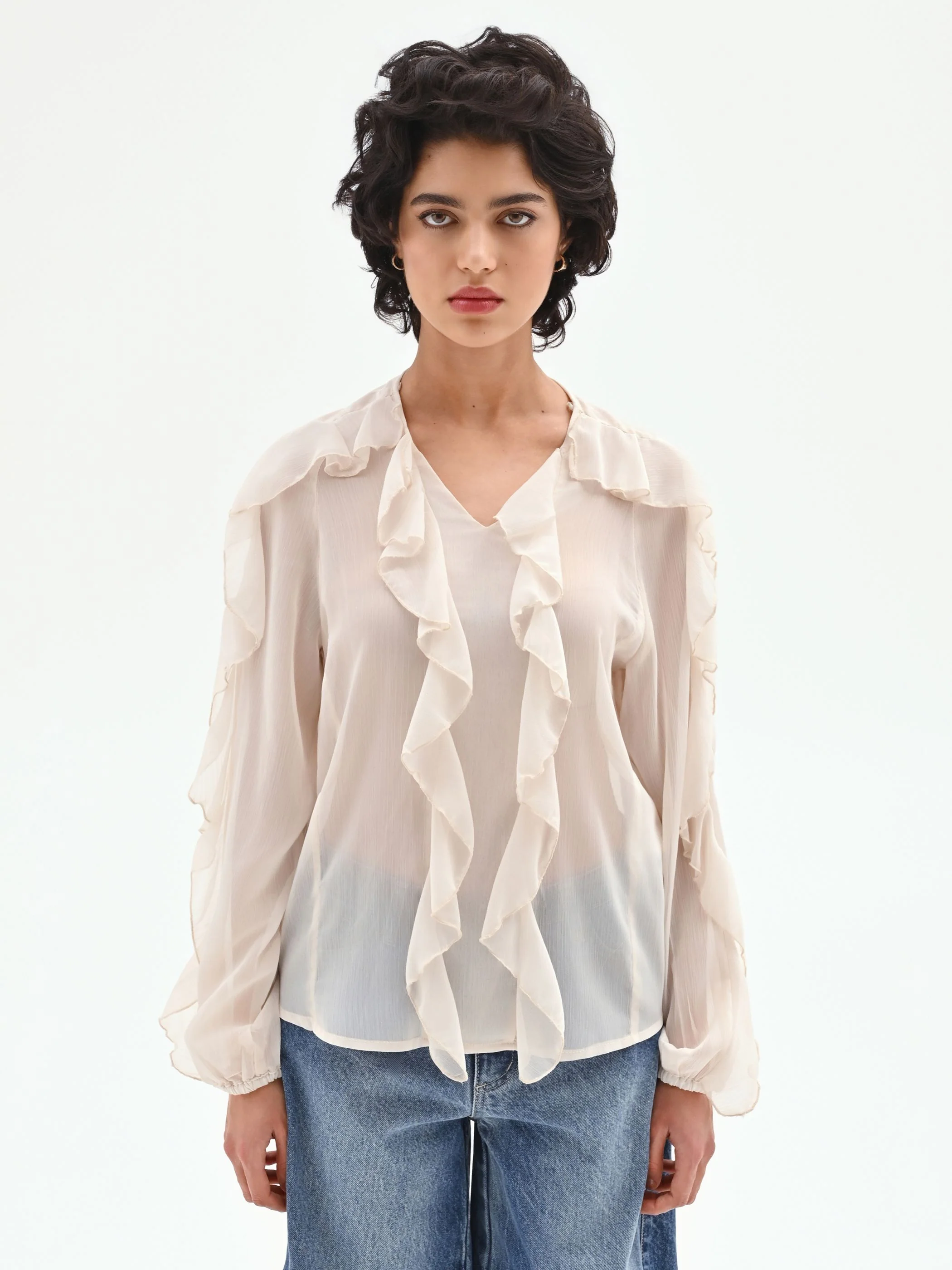 Blusa in georgette con rouches