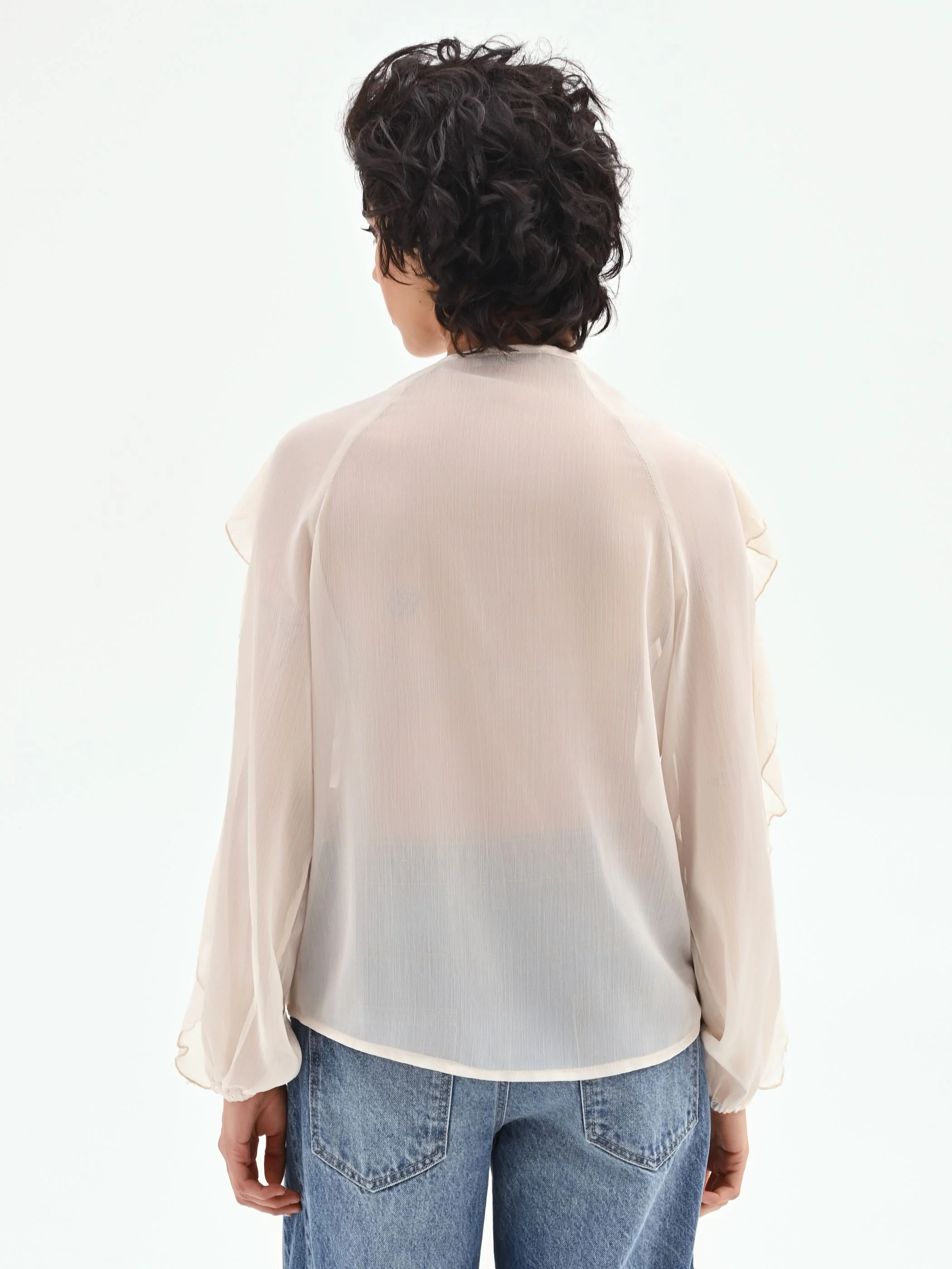 Blusa in georgette con rouches - Image 2