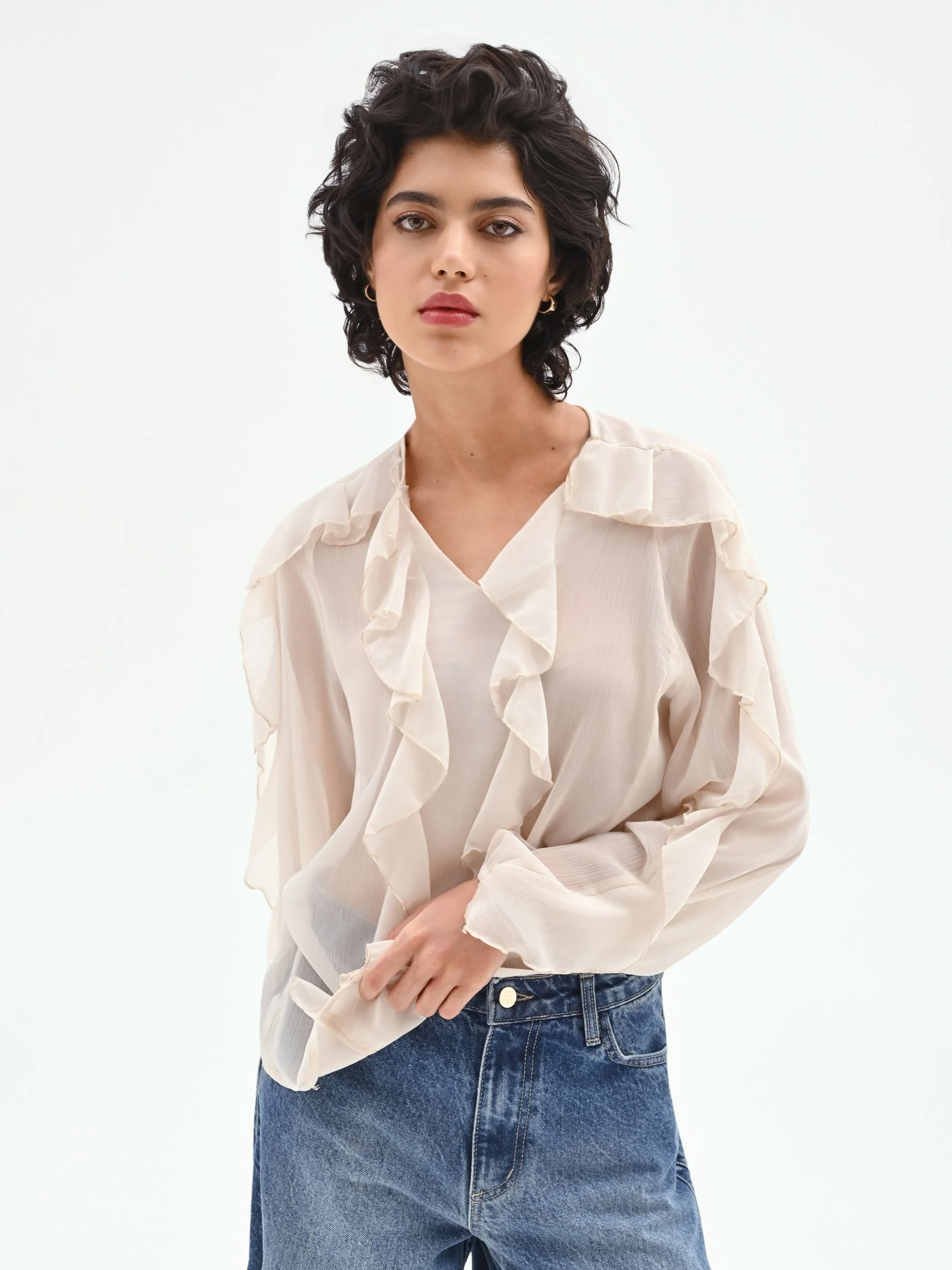 Blusa in georgette con rouches - Image 5