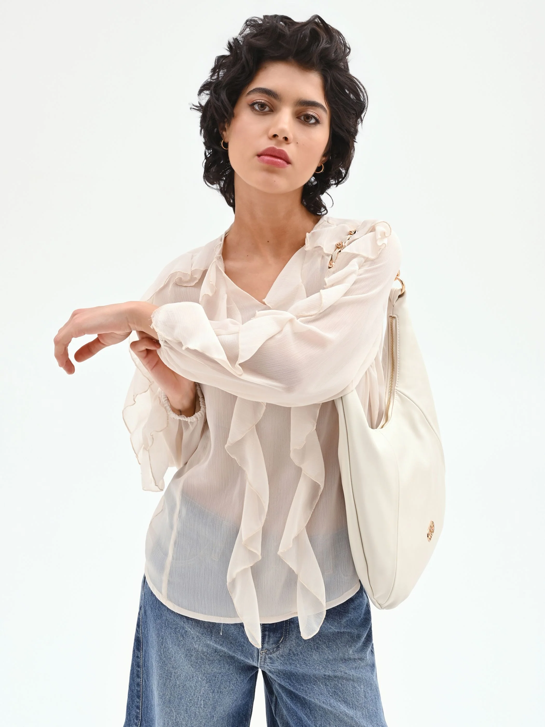 Blusa in georgette con rouches - Image 6