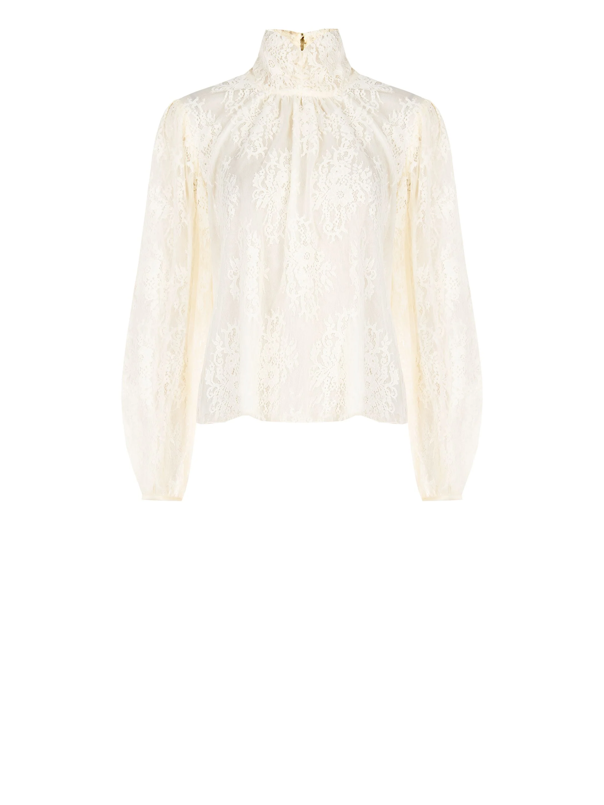 Blusa in pizzo panna bianco con collo alto - Image 7
