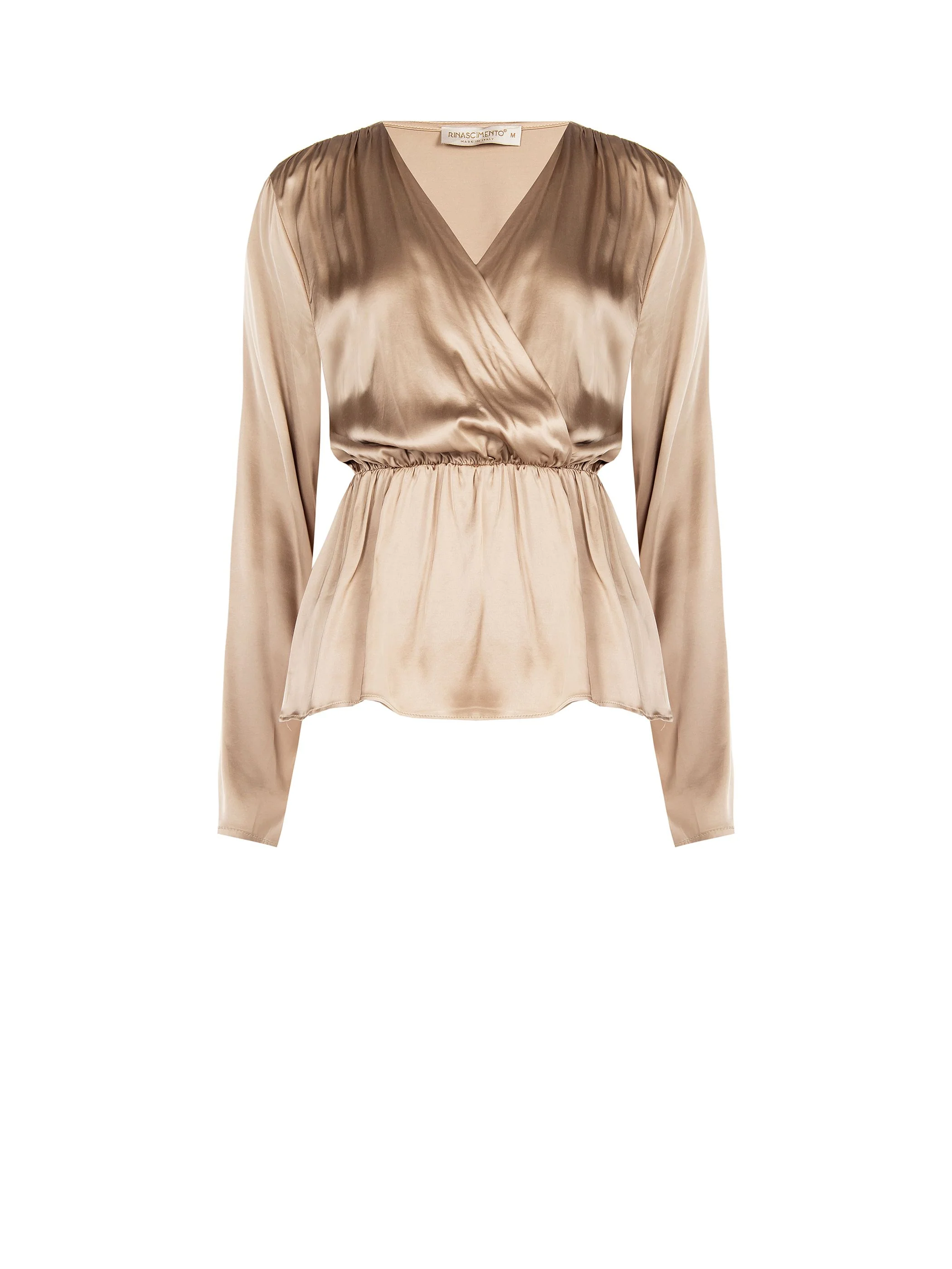Blusa portafoglio tortora beige con arriccio - Image 6