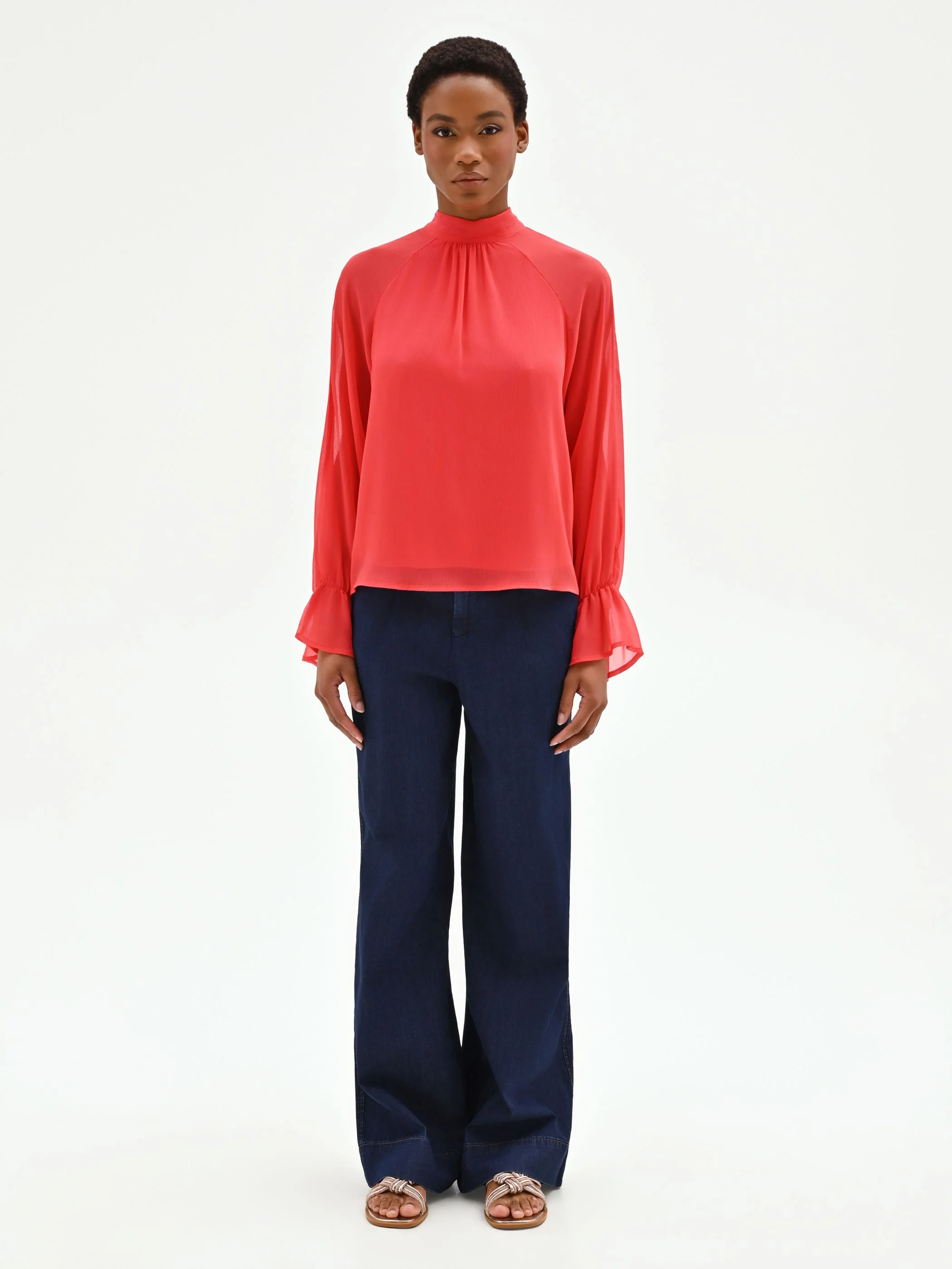 Blusa rosso fragola in georgette