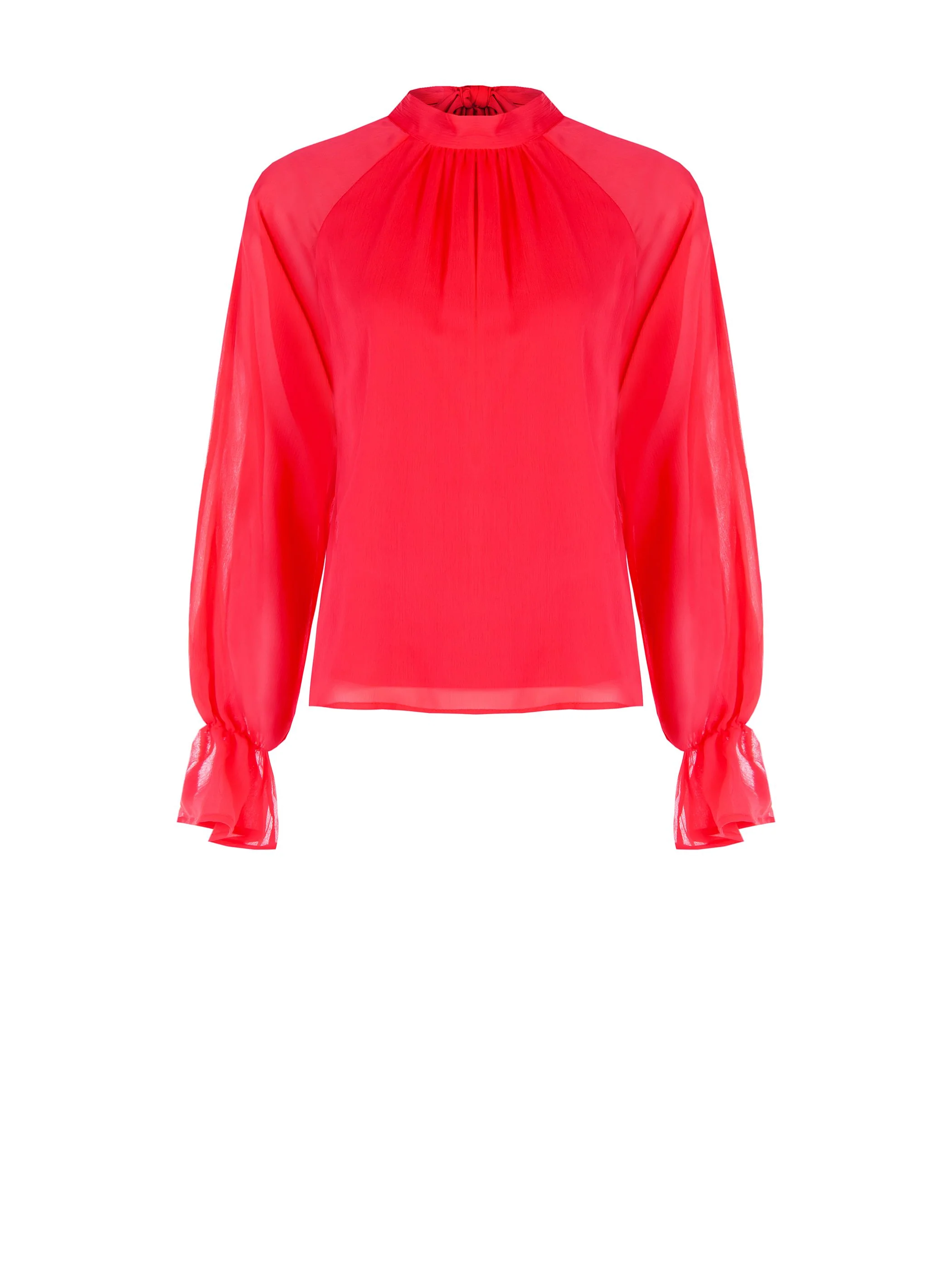Blusa rosso fragola in georgette - Image 6