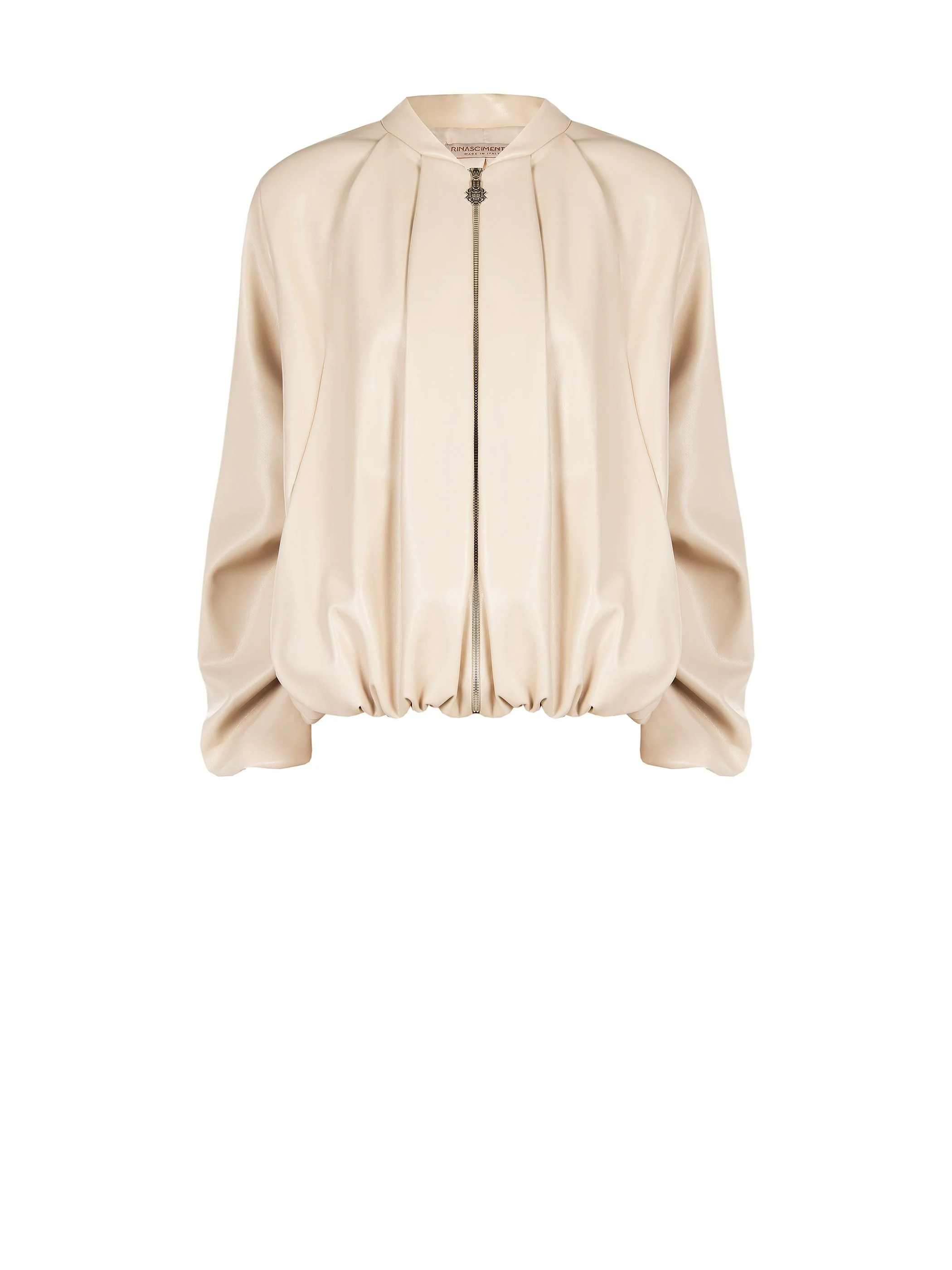 Bomber in similpelle tortora beige con maniche a palloncino - Image 6