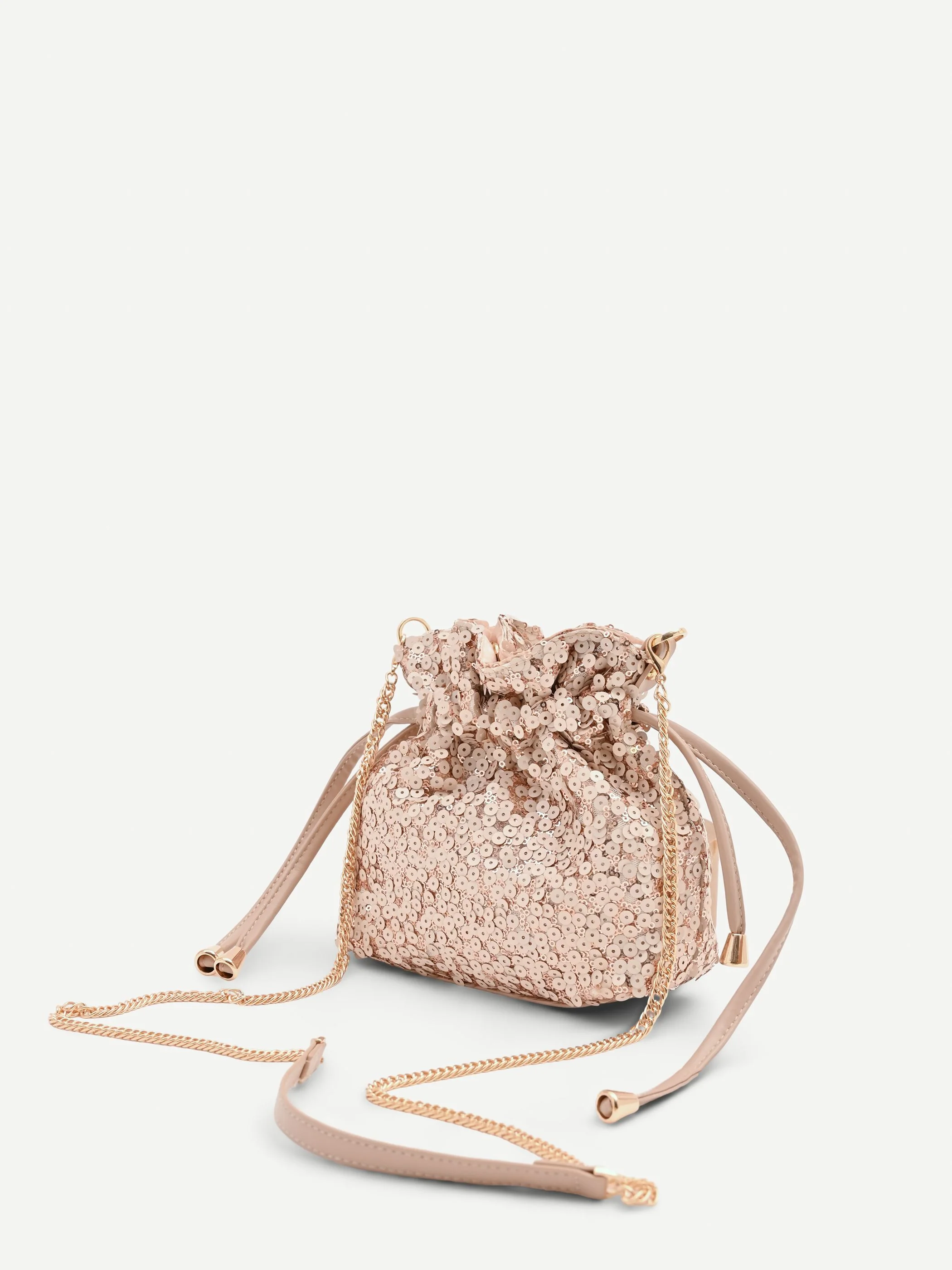 Borsa a sacca rosa con paillettes - Image 3
