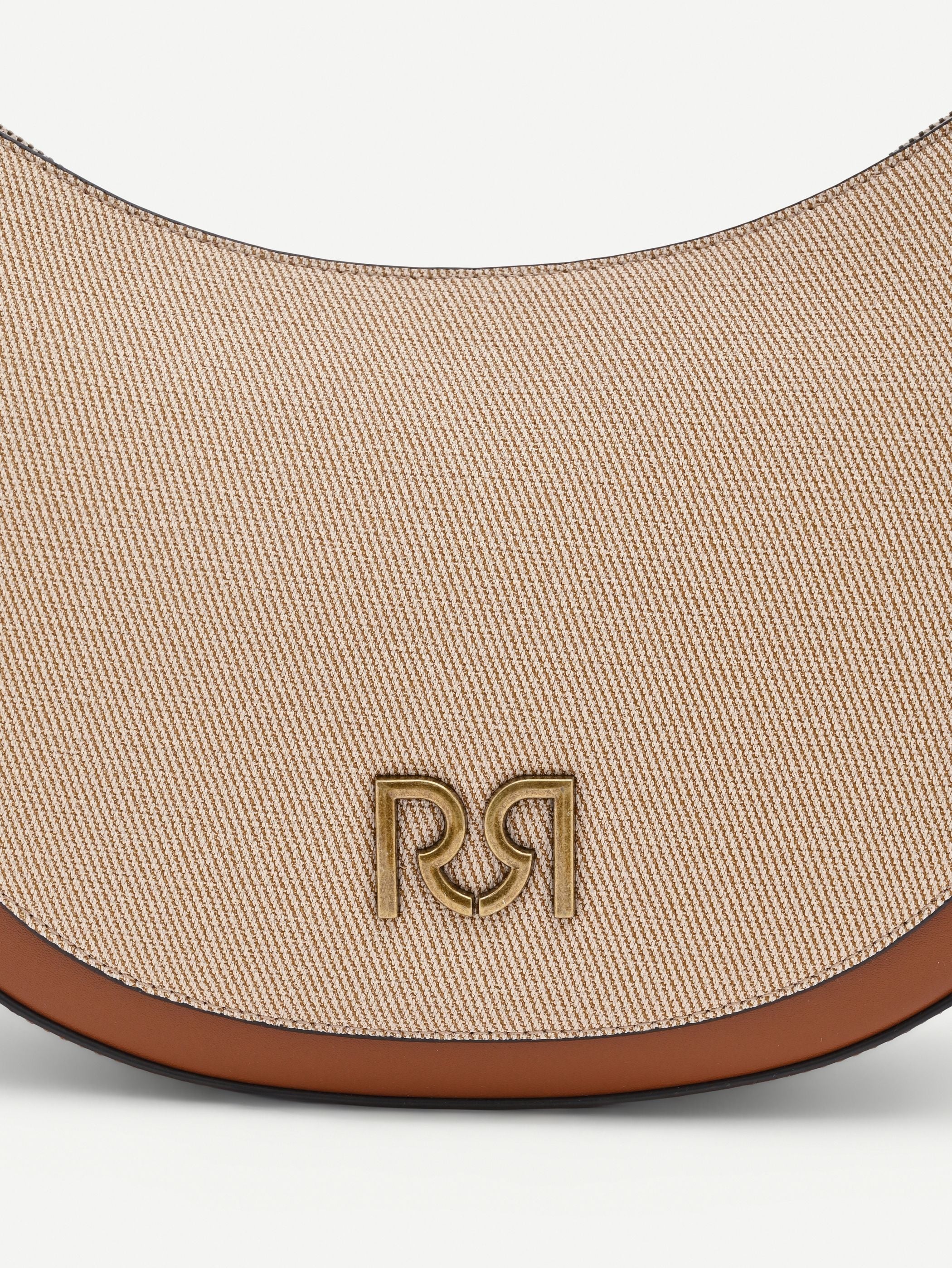 Borsa a tracolla beige con logo - Image 3